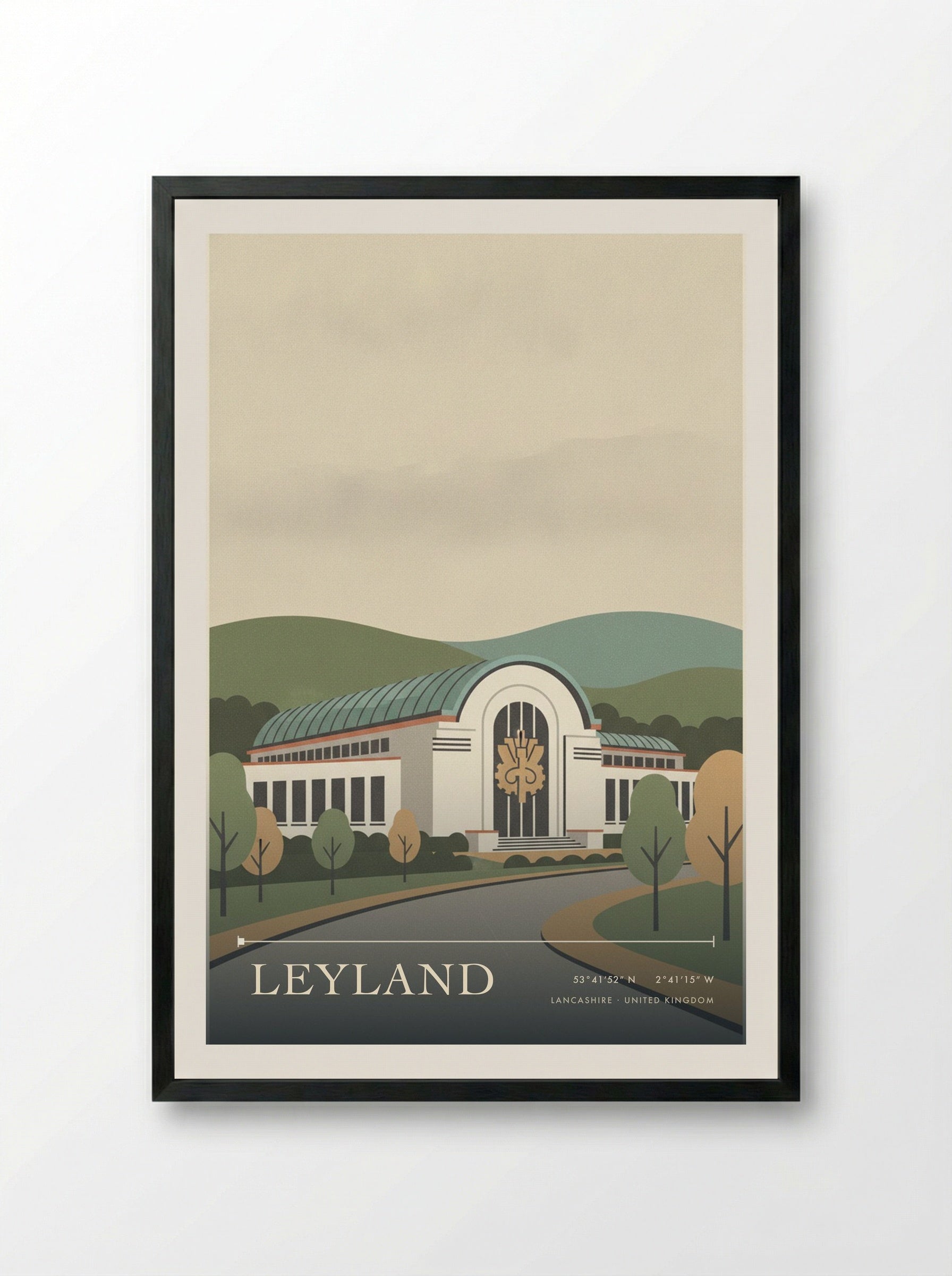 Leyland Lancashire United Kingdom Travel Poster - Framed Print Black