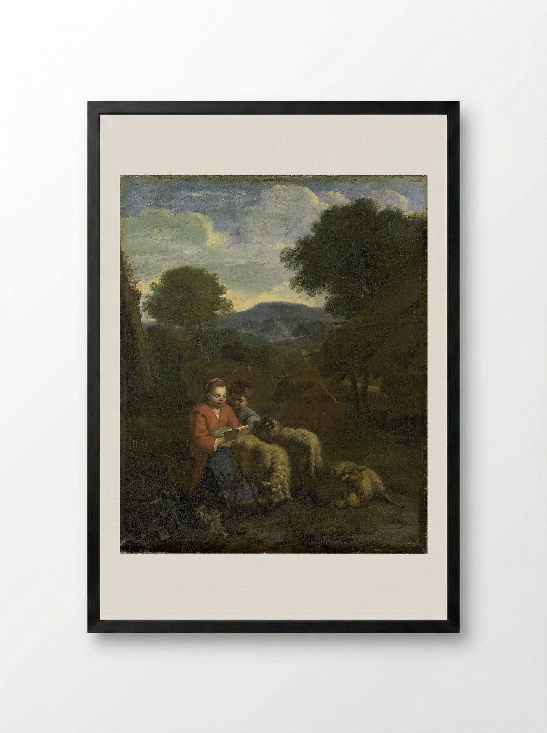 Lezend herderinnetje (Reading Shepherdess) - Simon van der Does - Framed Print Black