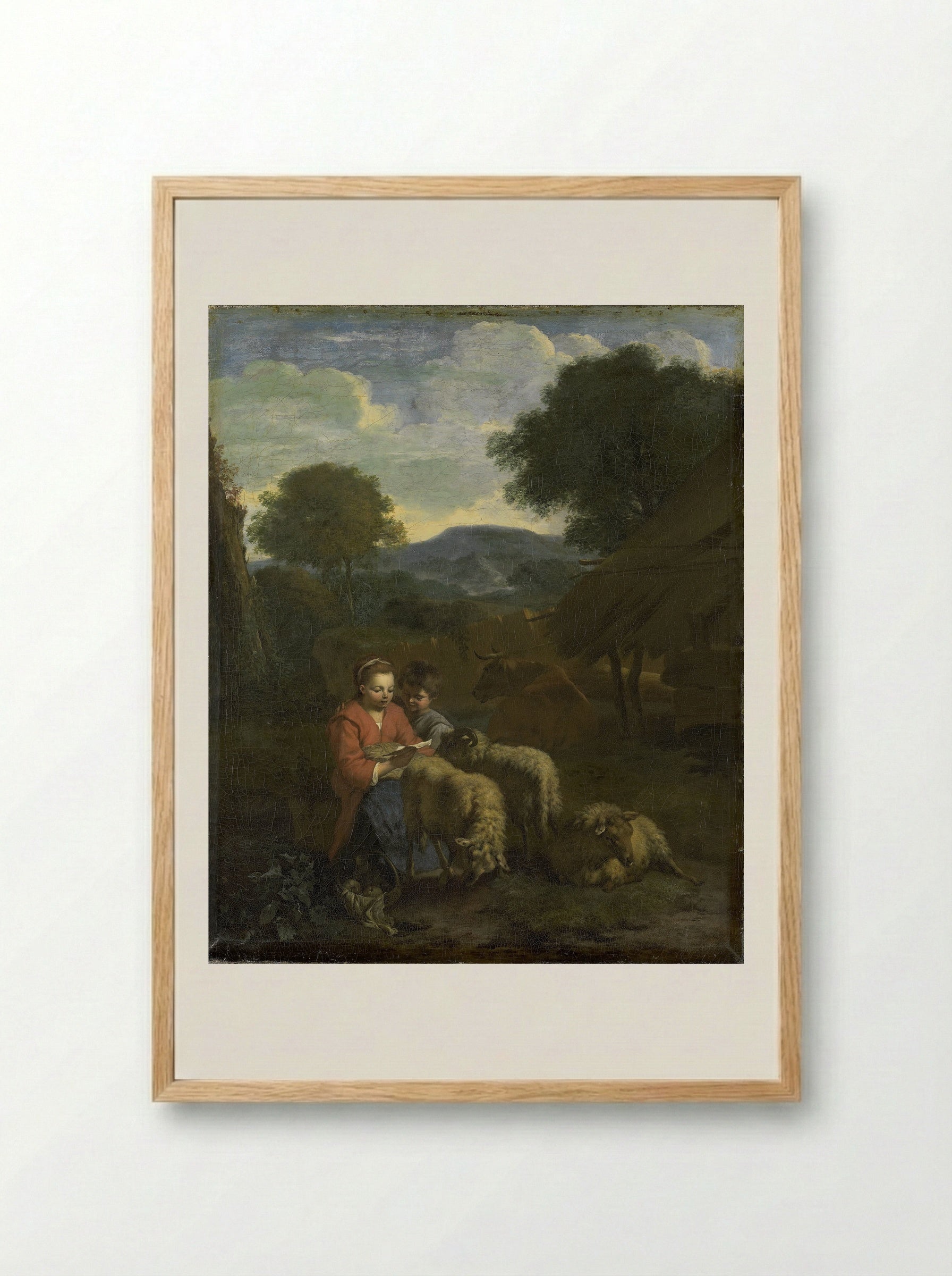Lezend herderinnetje (Reading Shepherdess) - Simon van der Does - Framed Print Wood