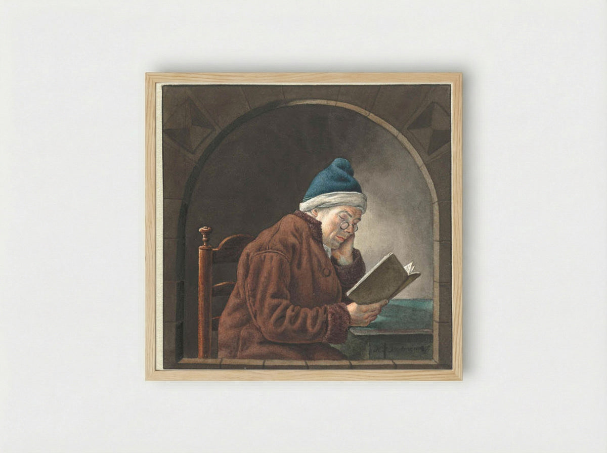 Lezende man (Man Reading) - Hendrik Jan van Amerom - Framed Print Wood