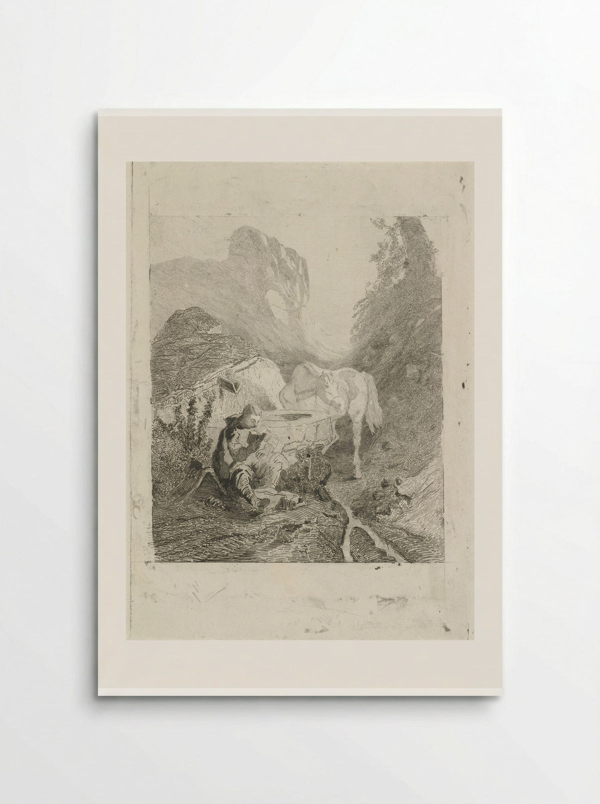 Lezende man bij een bron - Charles Rochussen - Poster