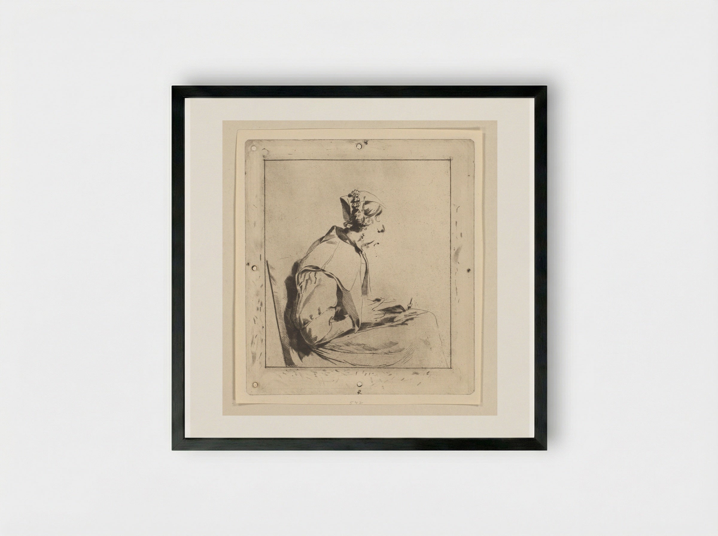 Lezende vrouw (Reading Woman) - Cornelis Ploos van Amstel - Framed Print Black