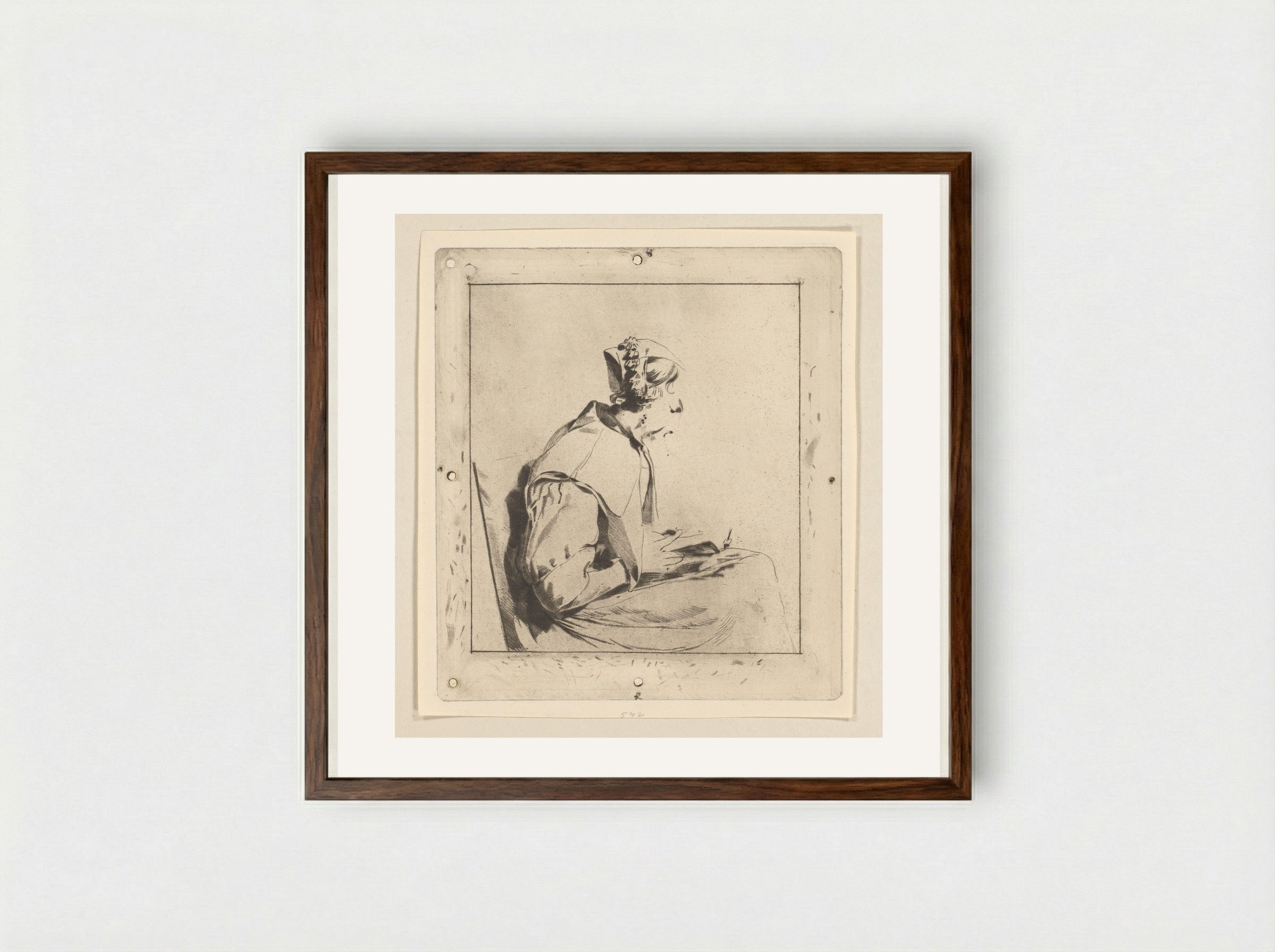Lezende vrouw (Reading Woman) - Cornelis Ploos van Amstel - Framed Print Dark Wood