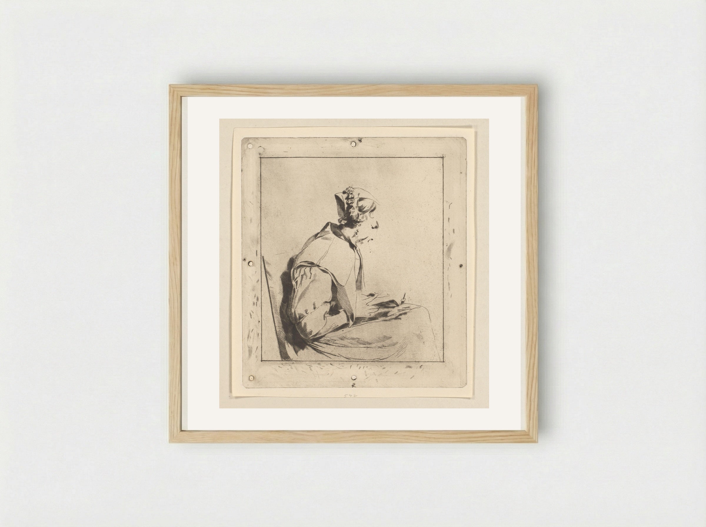 Lezende vrouw (Reading Woman) - Cornelis Ploos van Amstel - Framed Print Wood