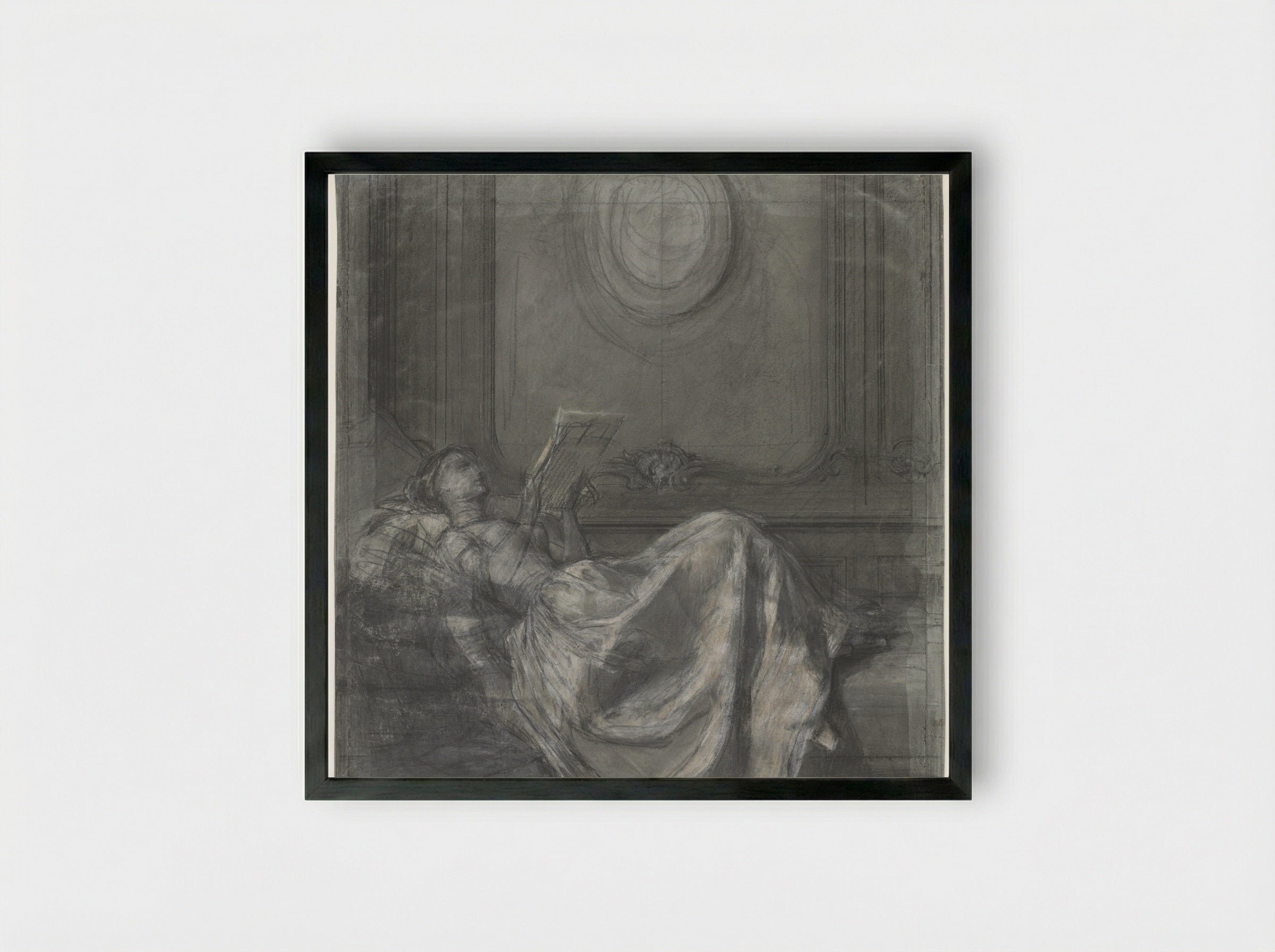 Lezende vrouw (Woman Reading) - Pierre-Paul Prud'hon - Framed Print Black