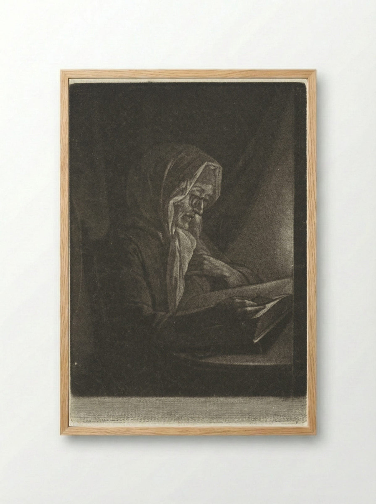 Lezende vrouw - Aert Schouman - Framed Print Wood