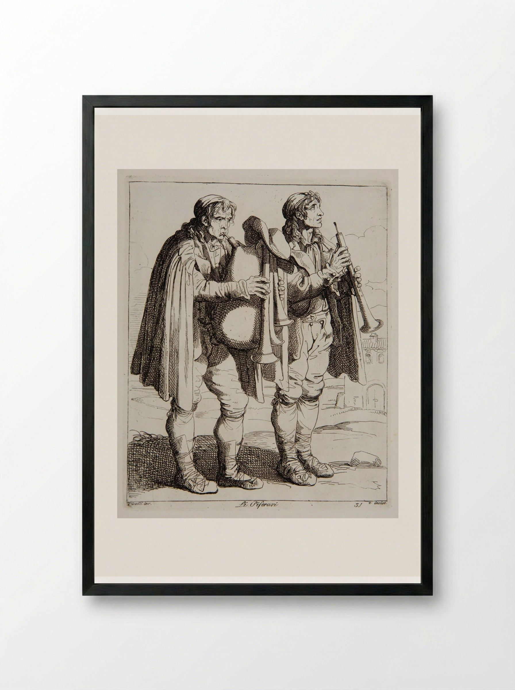 Li Piferari - Bartolomeo Pinelli - Framed Print Black