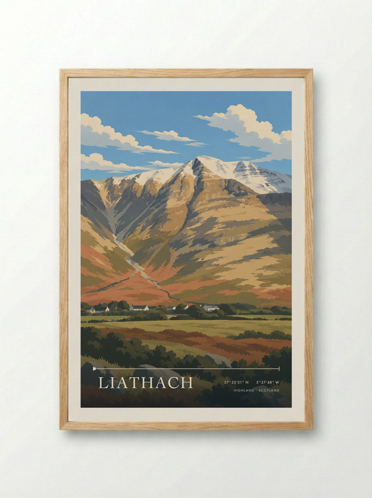Liathach, Highland | Travel Poster - Framed Print Wood