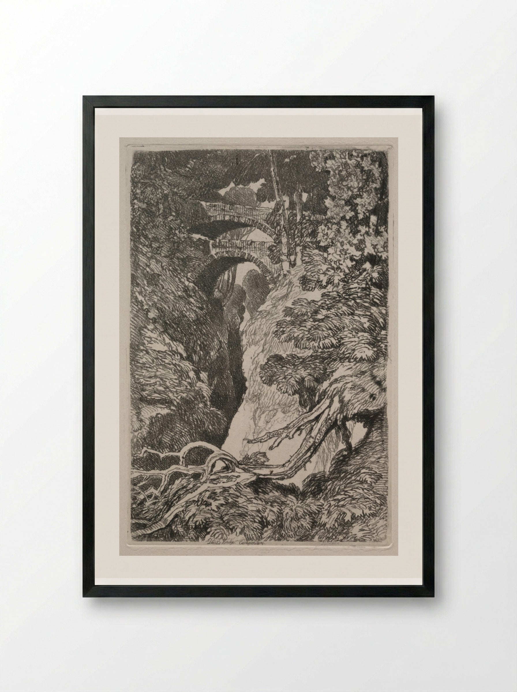 Liber Studiorum: Devil's Bridge, Cardiganshire - John Sell Cotman - Framed Print Black