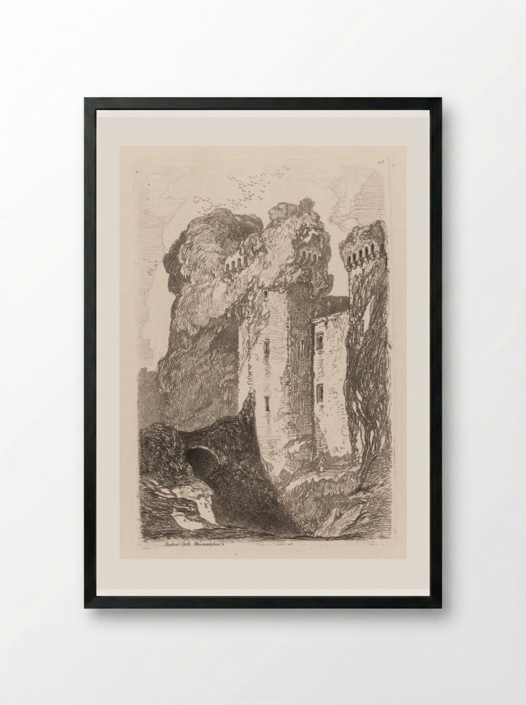 Liber Studiorum: Ragland Castle, Monmouthshire - John Sell Cotman - Framed Print Black