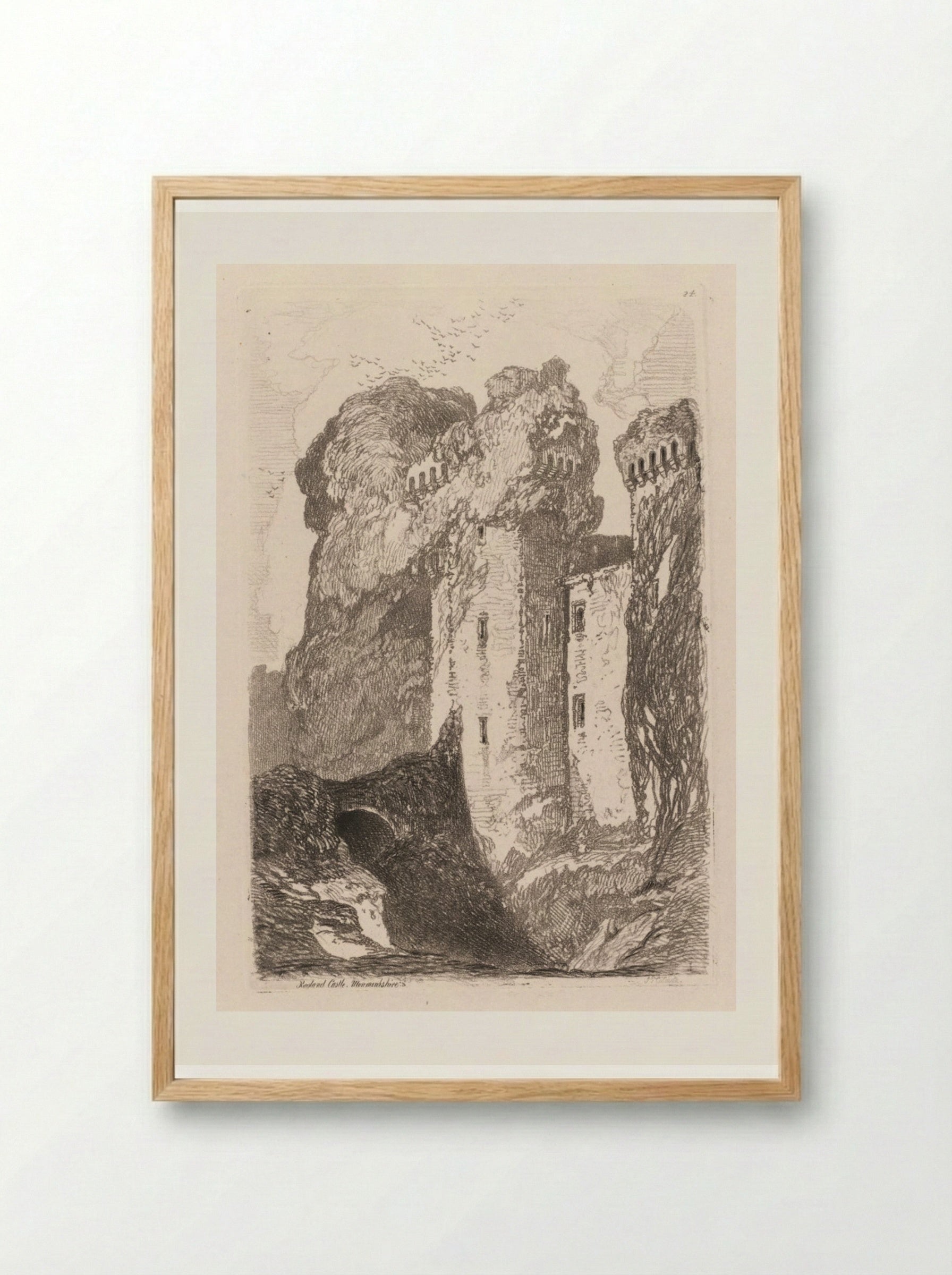 Liber Studiorum: Ragland Castle, Monmouthshire - John Sell Cotman - Framed Print Wood