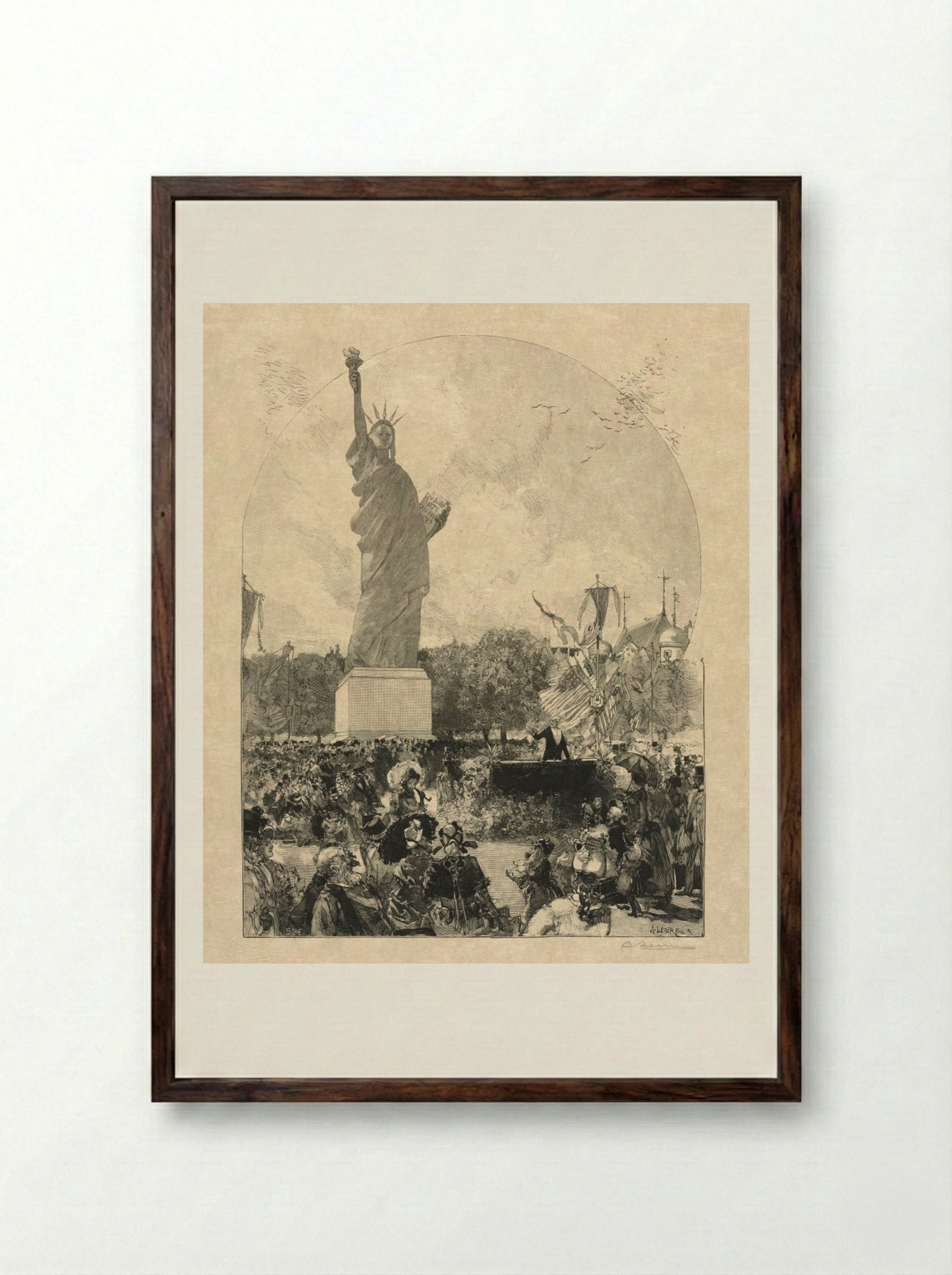 Liberty Enlightening the World, Offered to the City of Paris by the Americans - Auguste Louis Lepère - Framed Print Dark Wood