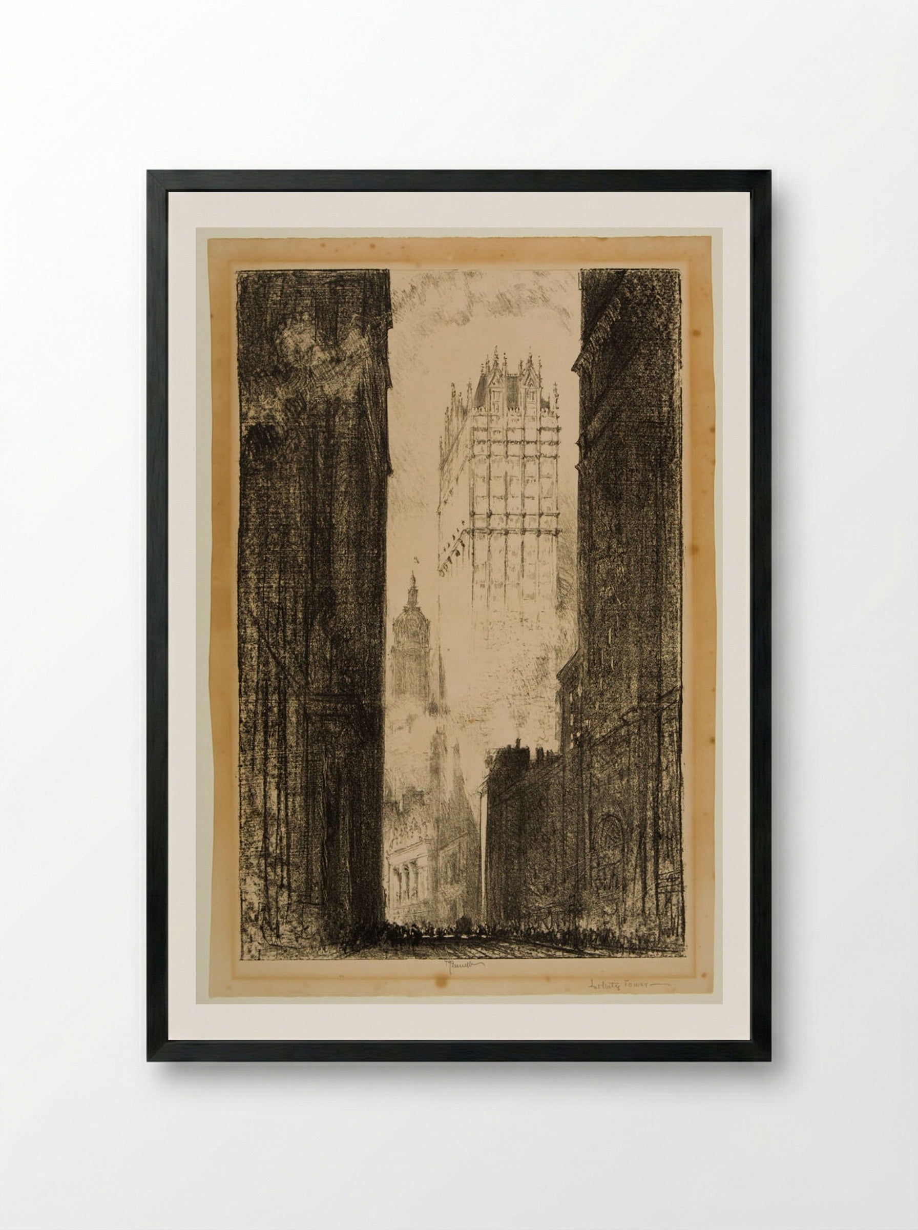 Liberty Tower - Joseph Pennell - Framed Print Black