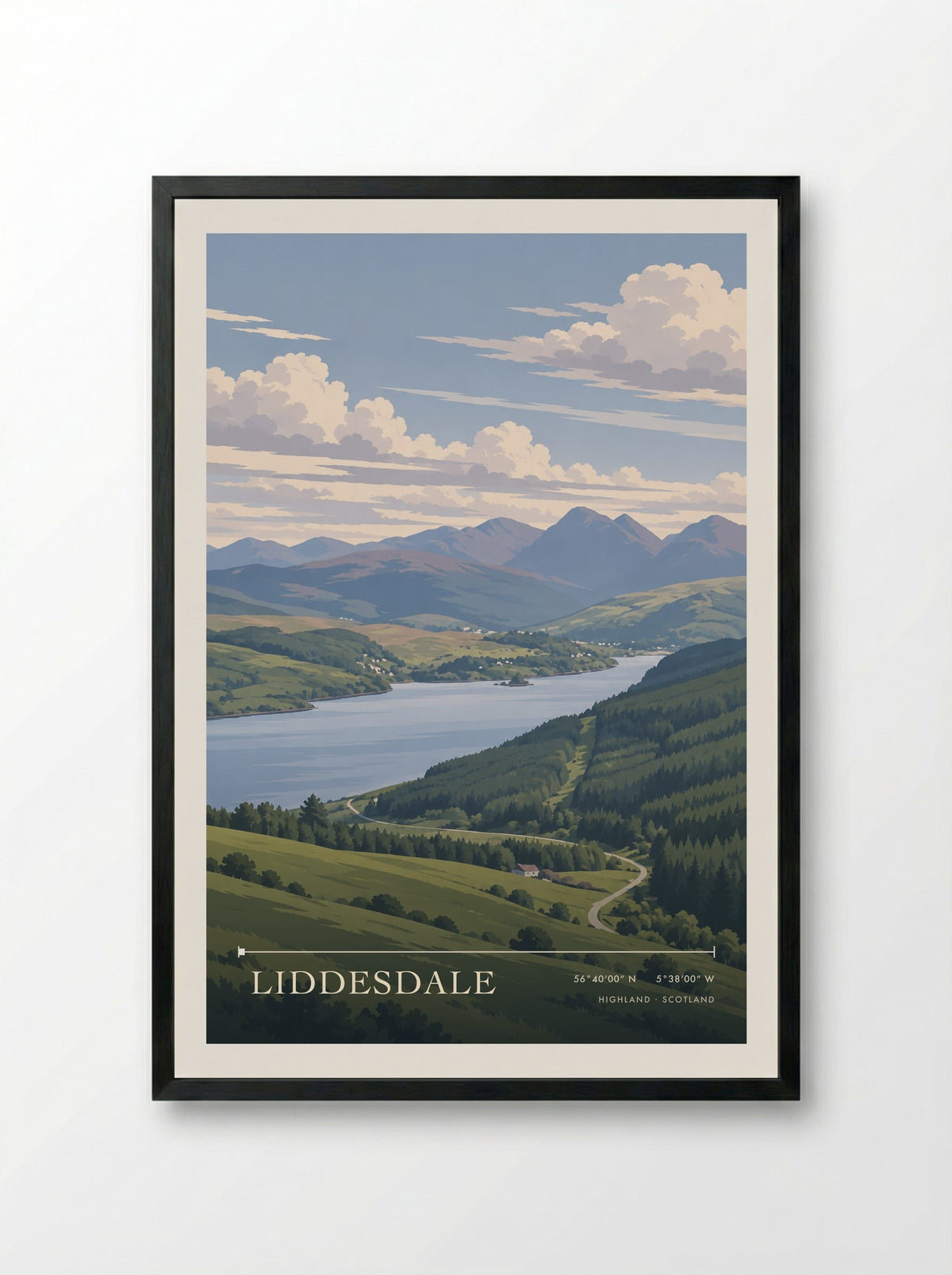 Liddesdale, Highland | Travel Poster - Framed Print Black