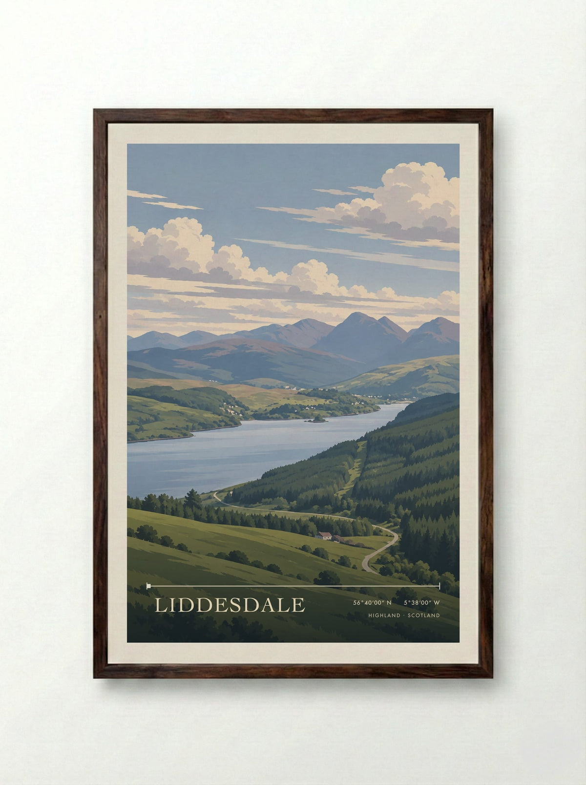 Liddesdale, Highland | Travel Poster - Framed Print Dark Wood