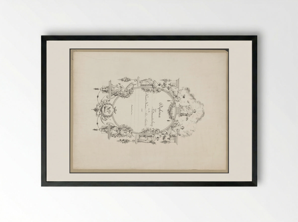 Lidmaatschapsbewijs van Arte et Amicitia - Jan Wendel Gerstenhauer Zimmerman - Framed Print Black