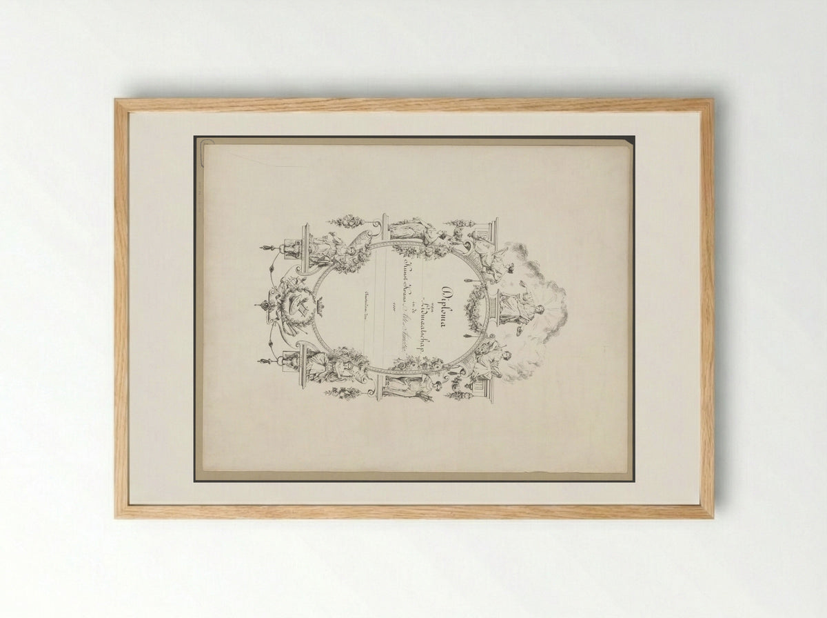 Lidmaatschapsbewijs van Arte et Amicitia - Jan Wendel Gerstenhauer Zimmerman - Framed Print Wood