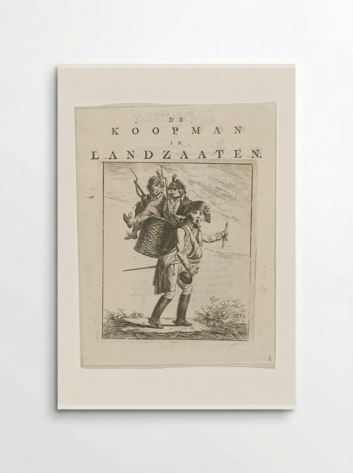 Liedblad en spotprent met soldaten - Hermanus Fock - Poster