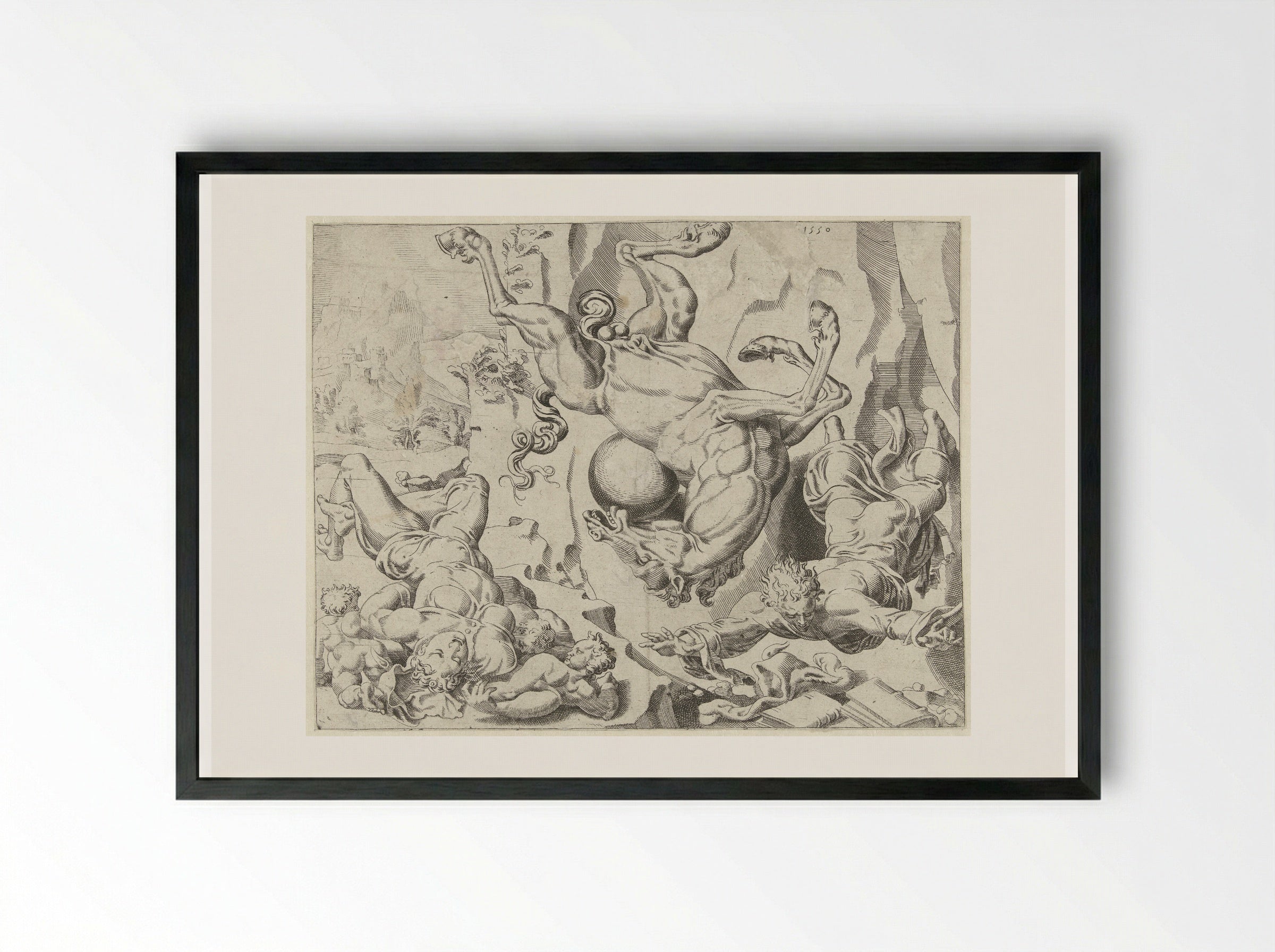 Liefde en Kennis gaan samen met de wereld ten gronde - Dirck Volckertsz. Coornhert - Framed Print Black