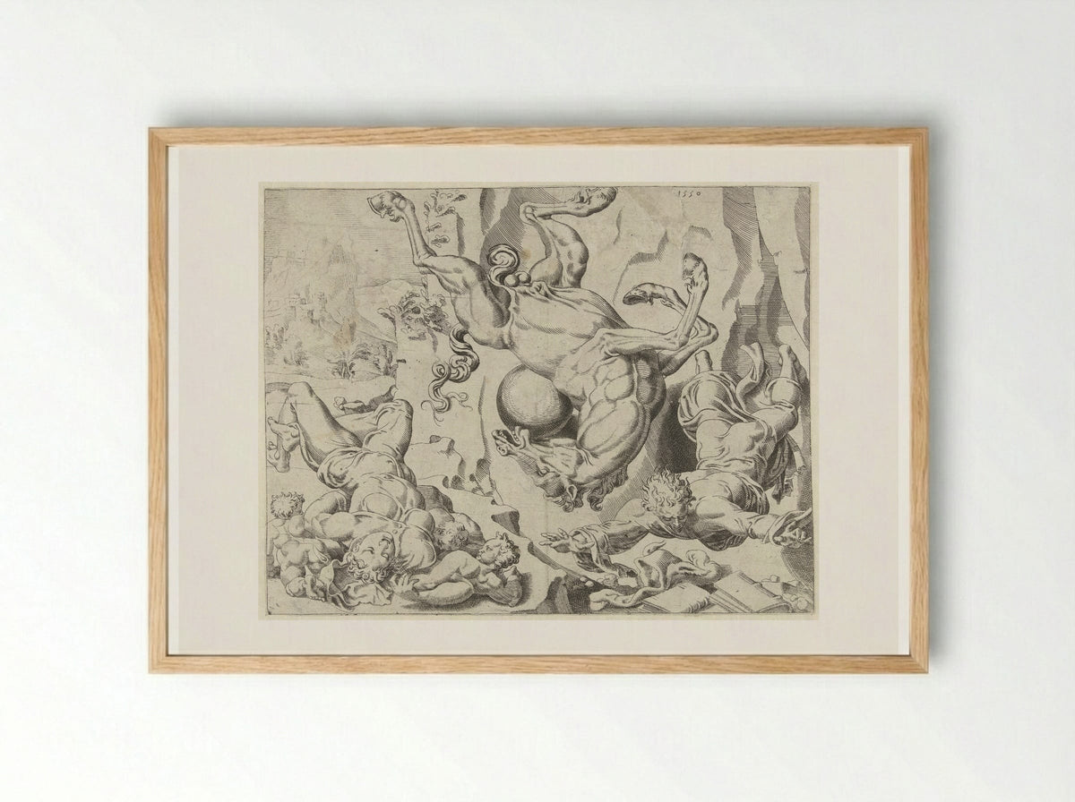 Liefde en Kennis gaan samen met de wereld ten gronde - Dirck Volckertsz. Coornhert - Framed Print Wood
