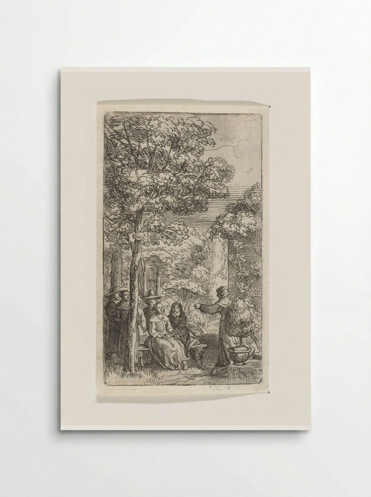 Liefdespaar zittend in een tuin - Samuel van Hoogstraten - Poster