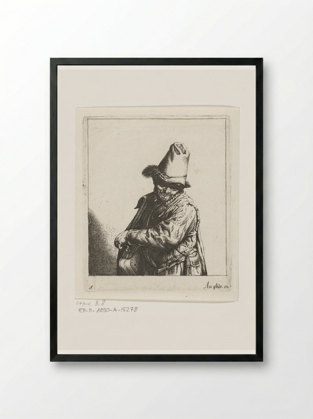 Lierdraaier (Hurdy-Gurdy Player) - Abraham Bloteling - Framed Print Black