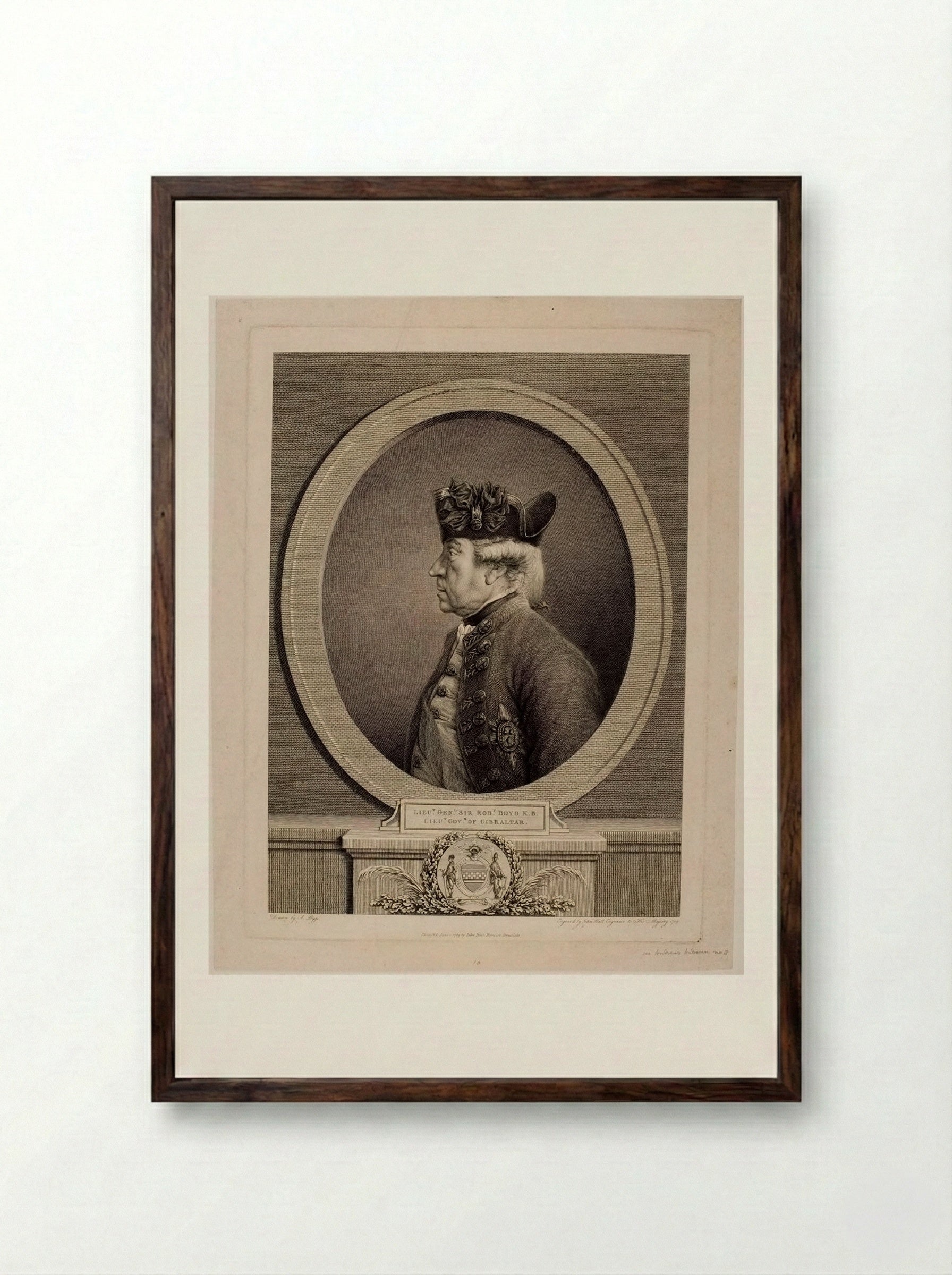Lieut. Gen. Sir Robert Boyd - John Hall - Framed Print Dark Wood