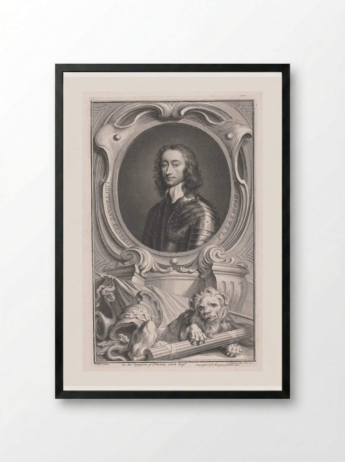 Lieutenant General Charles Fleetwood - Jacobus Houbraken - Framed Print Black