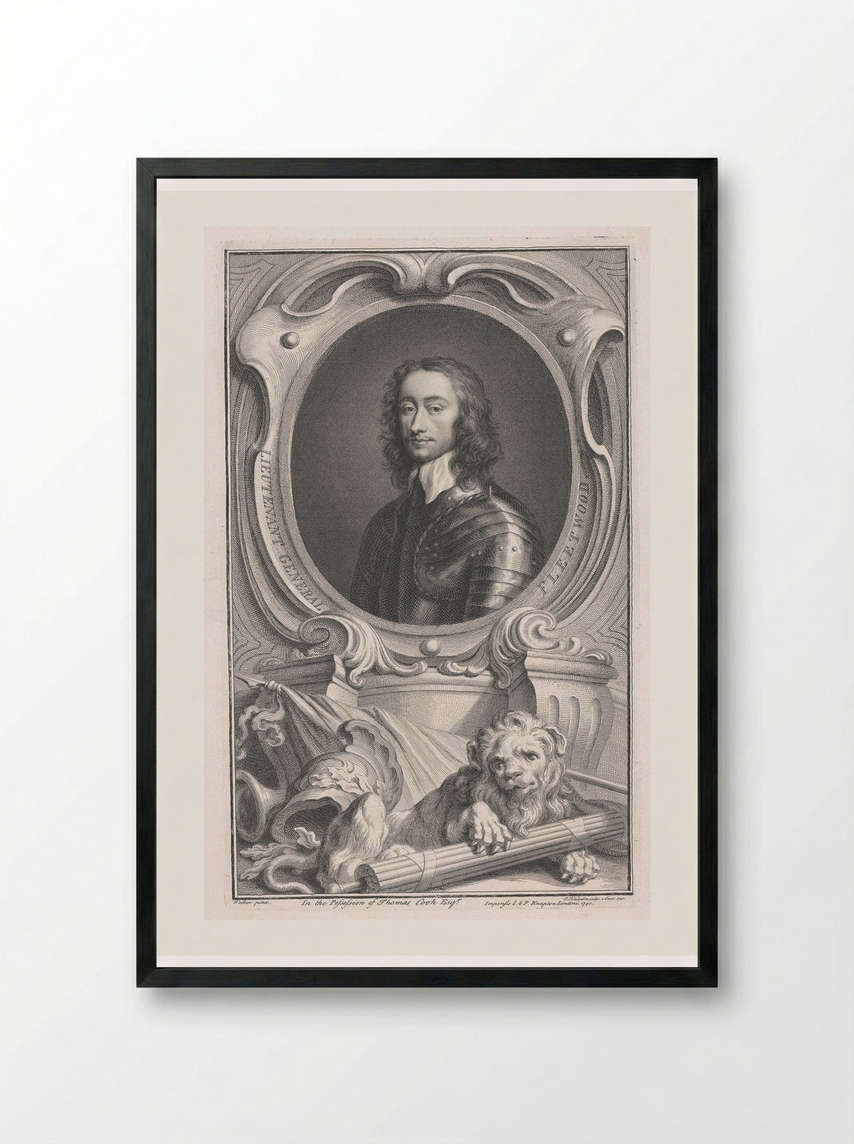 Lieutenant General Charles Fleetwood - Jacobus Houbraken - Framed Print Black