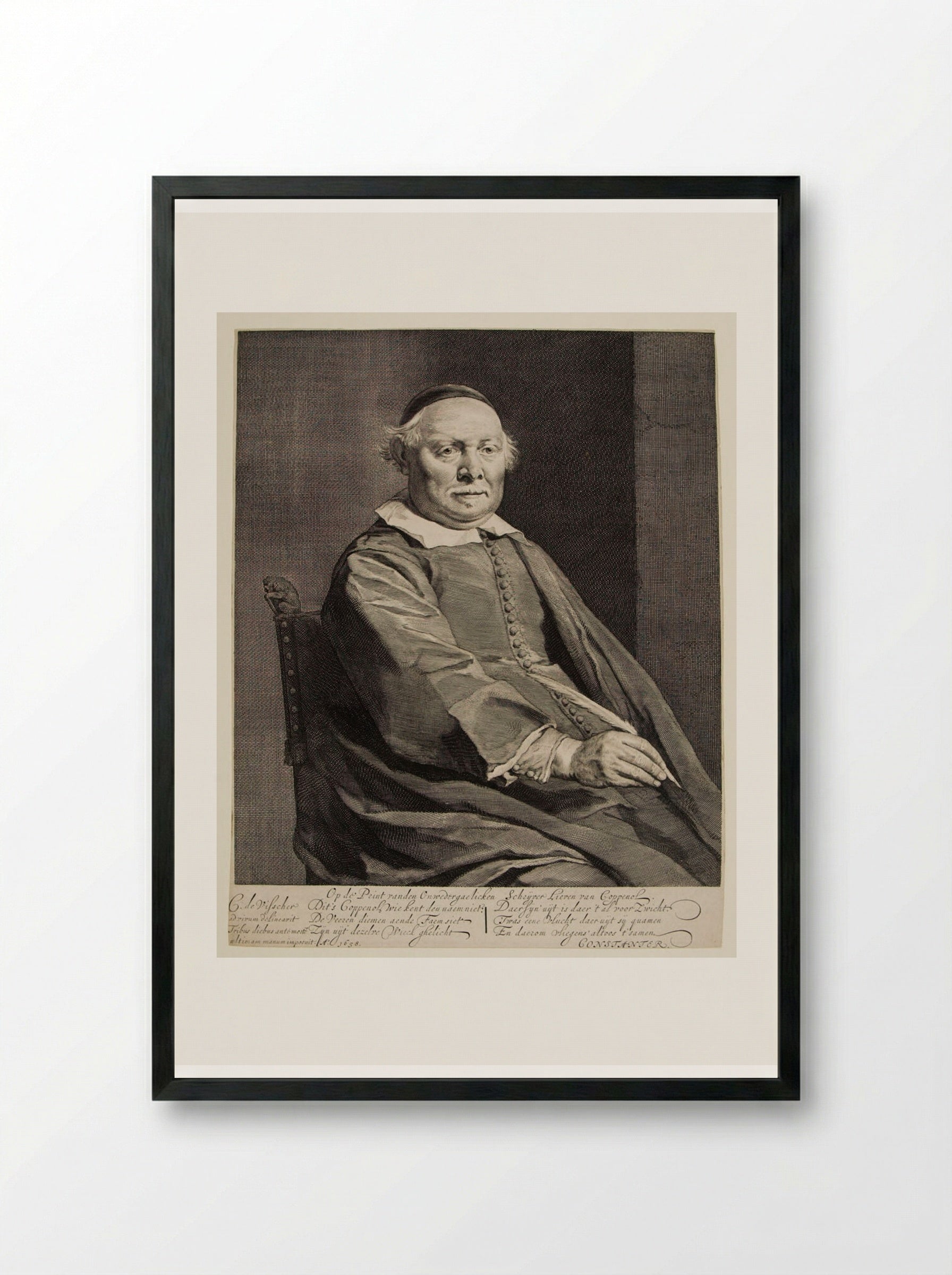 Lieven van Coppenol, Writing Master - Cornelis Visscher - Framed Print Black