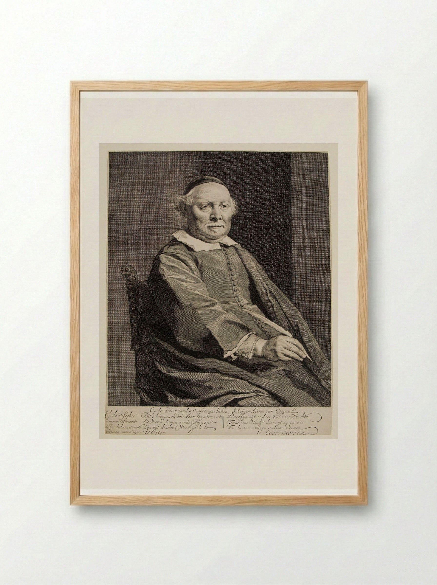 Lieven van Coppenol, Writing Master - Cornelis Visscher - Framed Print Wood