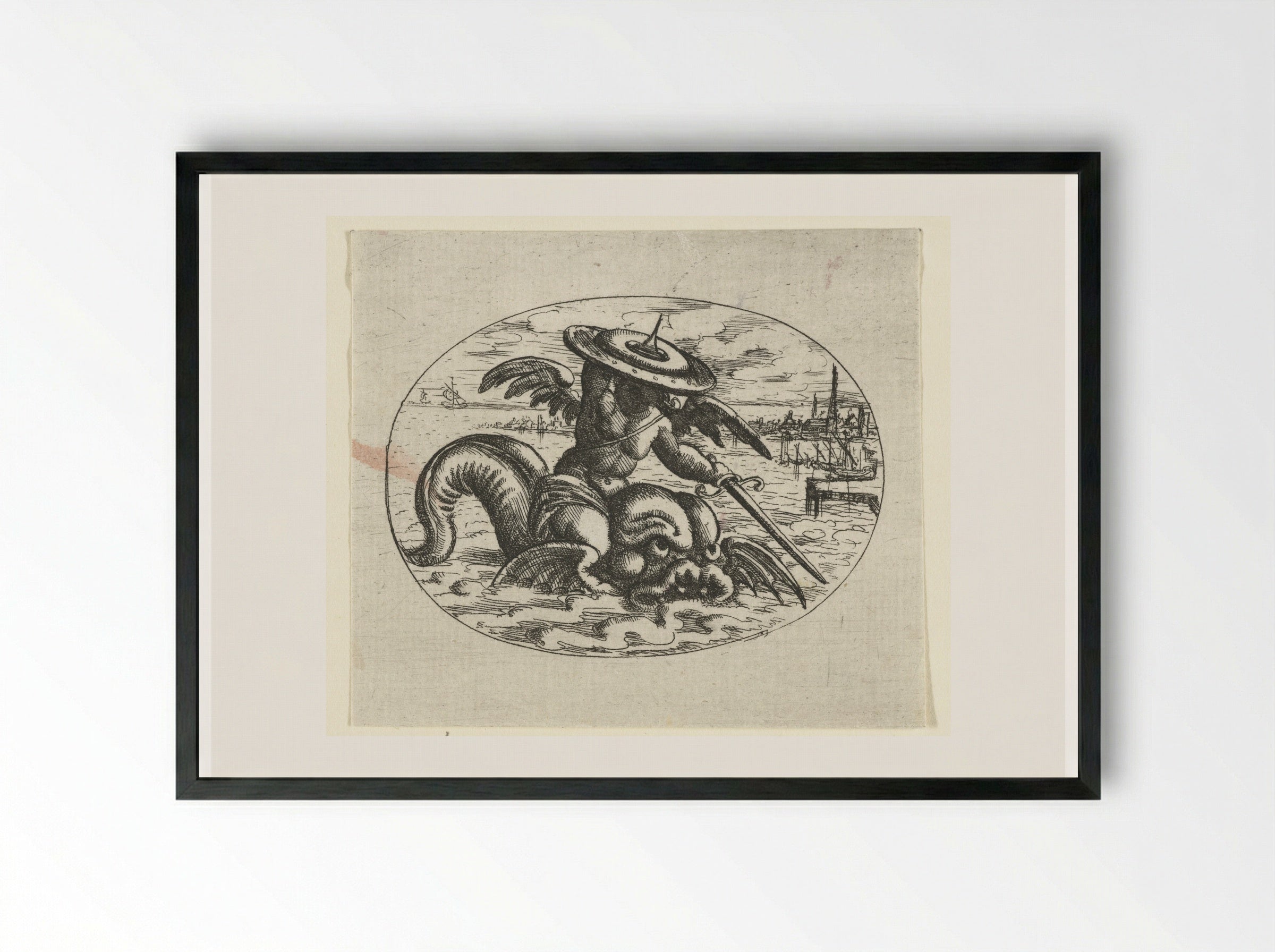 Liggend ovaal met putto - Christoph Jamnitzer - Framed Print Black