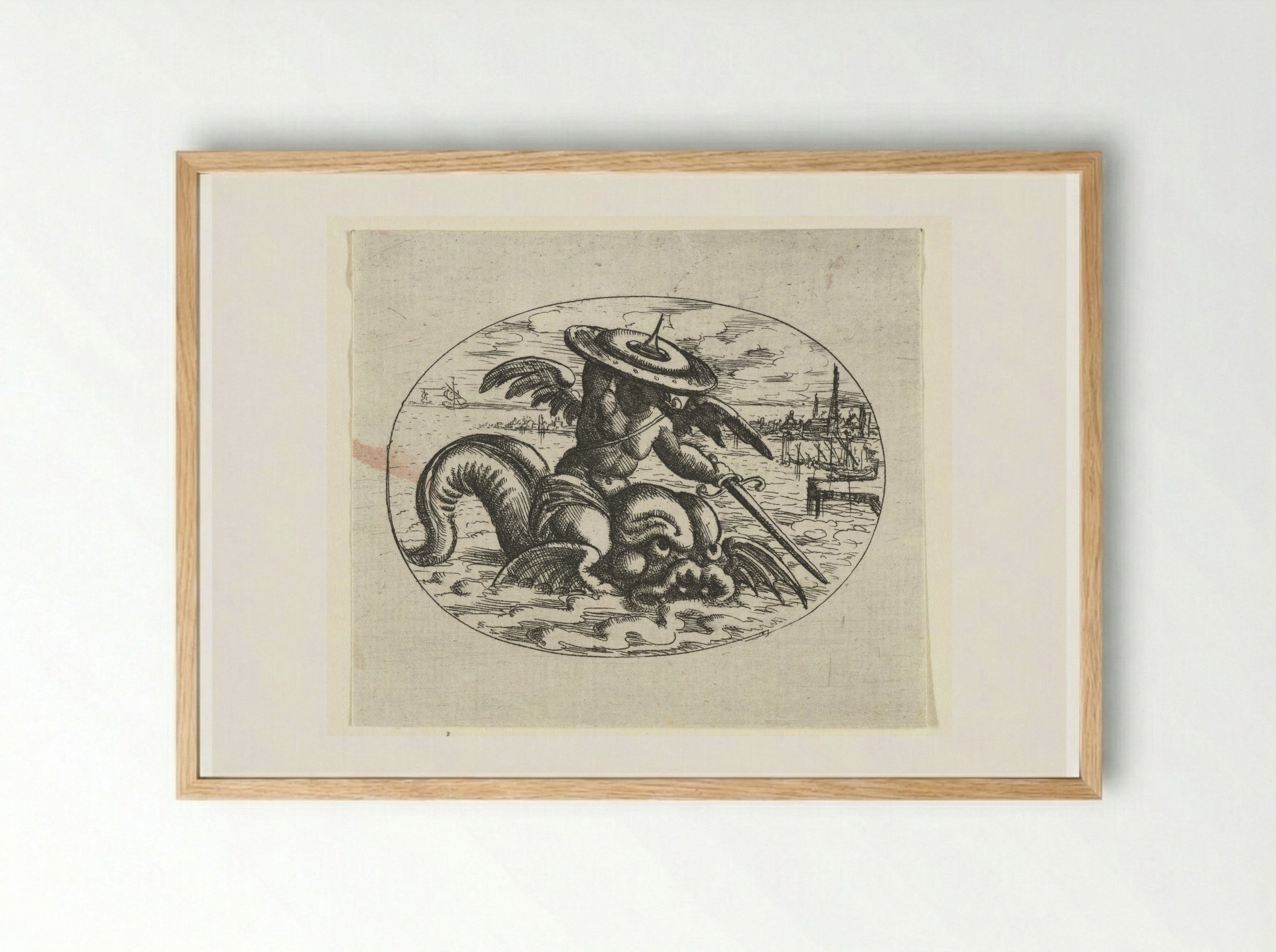 Liggend ovaal met putto - Christoph Jamnitzer - Framed Print Wood