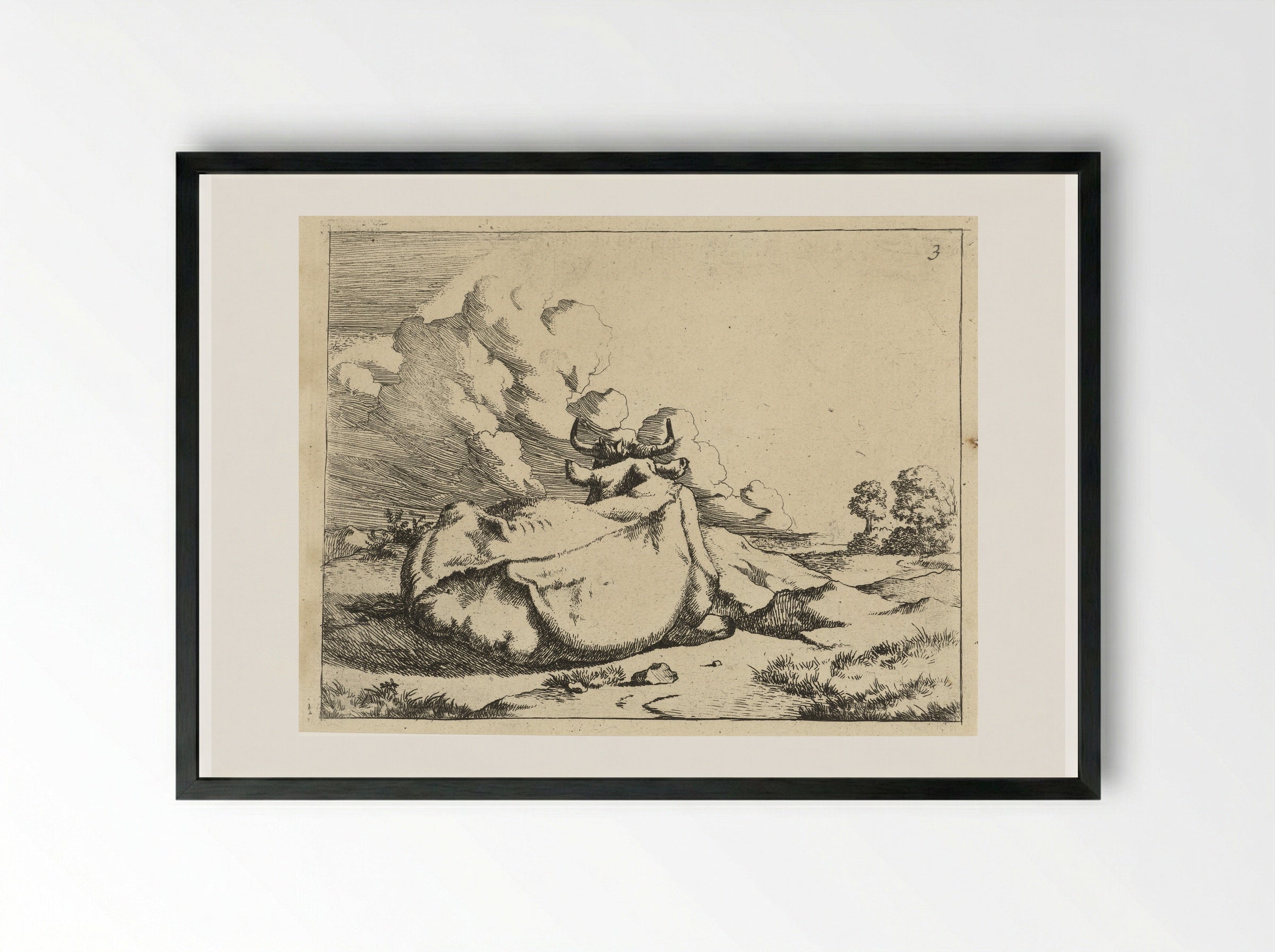 Liggend rund, op de rug gezien - Marcus de Bye - Framed Print Black