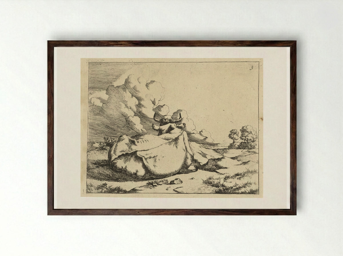 Liggend rund, op de rug gezien - Marcus de Bye - Framed Print Dark Wood