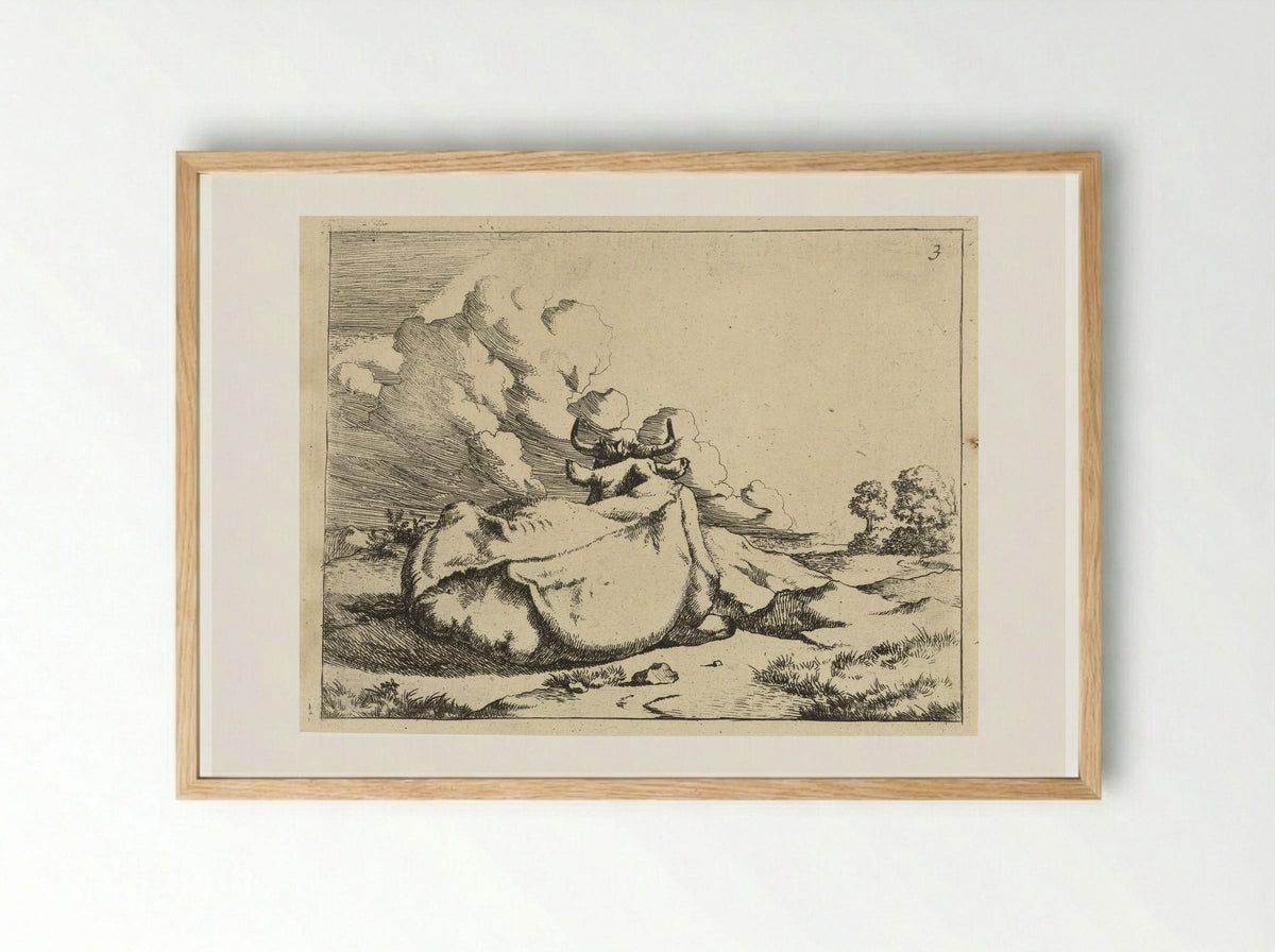 Liggend rund, op de rug gezien - Marcus de Bye - Framed Print Wood