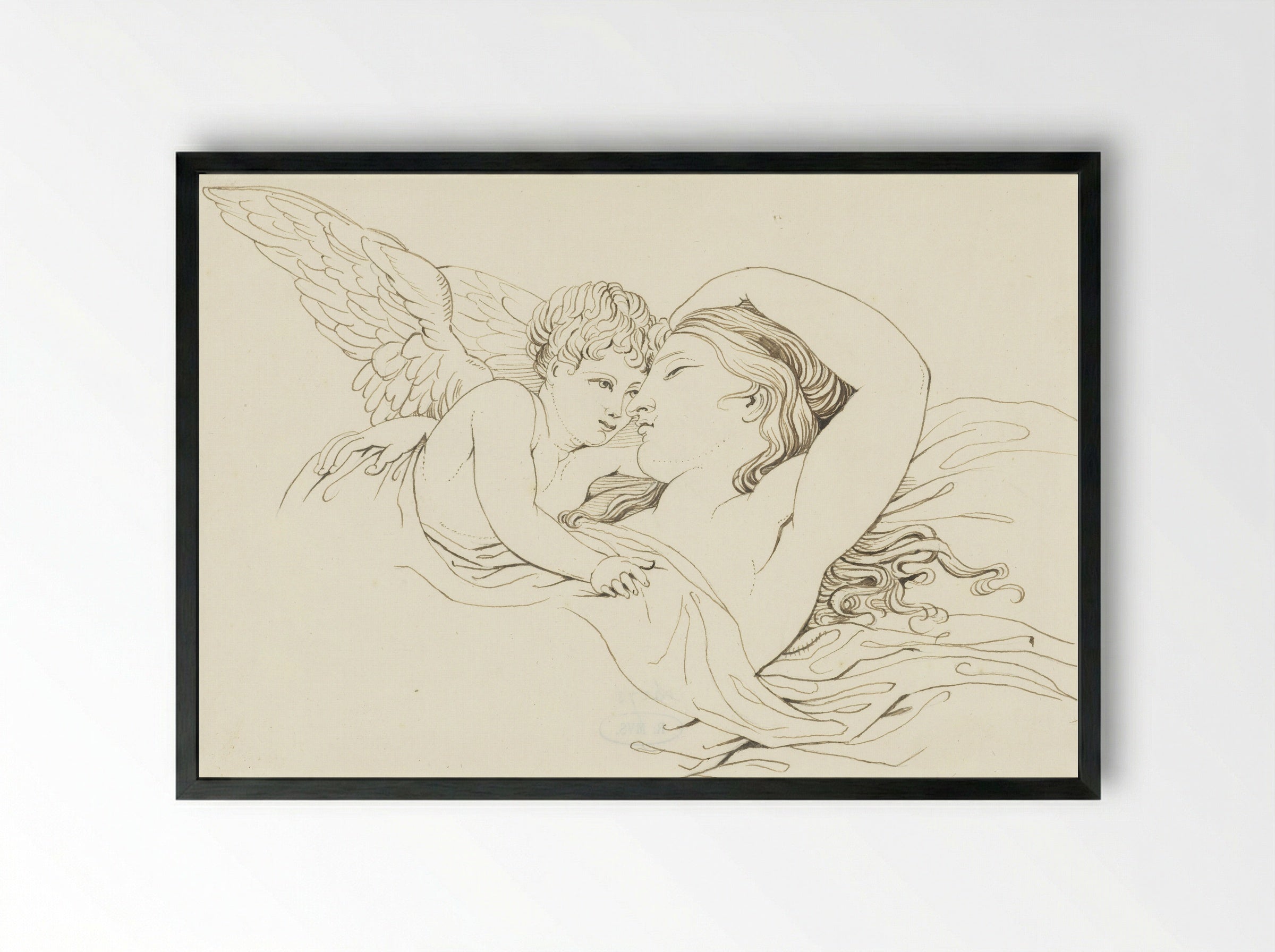 Liggende Venus met Cupido - David Pièrre Giottino Humbert de Superville - Framed Print Black