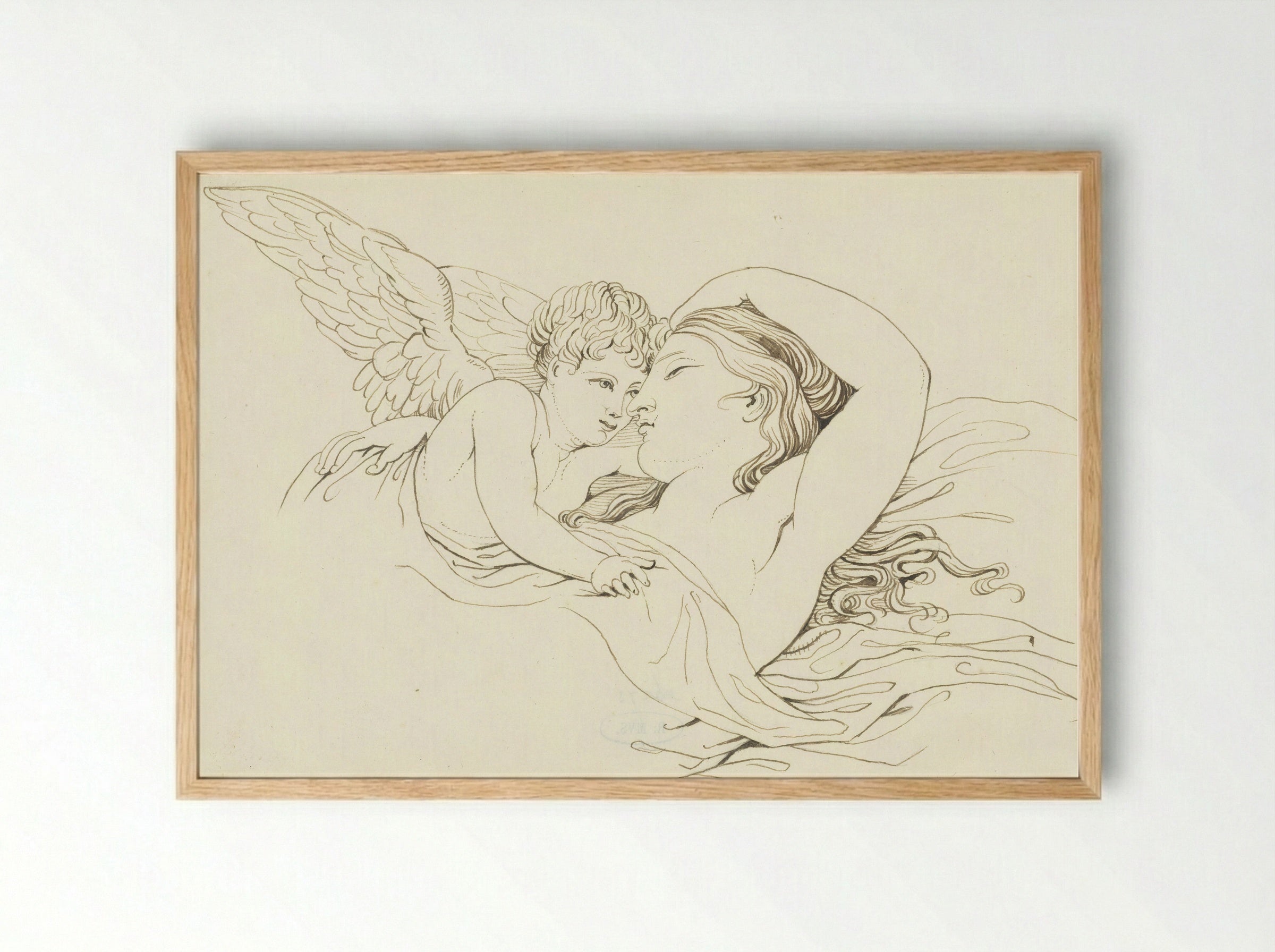Liggende Venus met Cupido - David Pièrre Giottino Humbert de Superville - Framed Print Wood