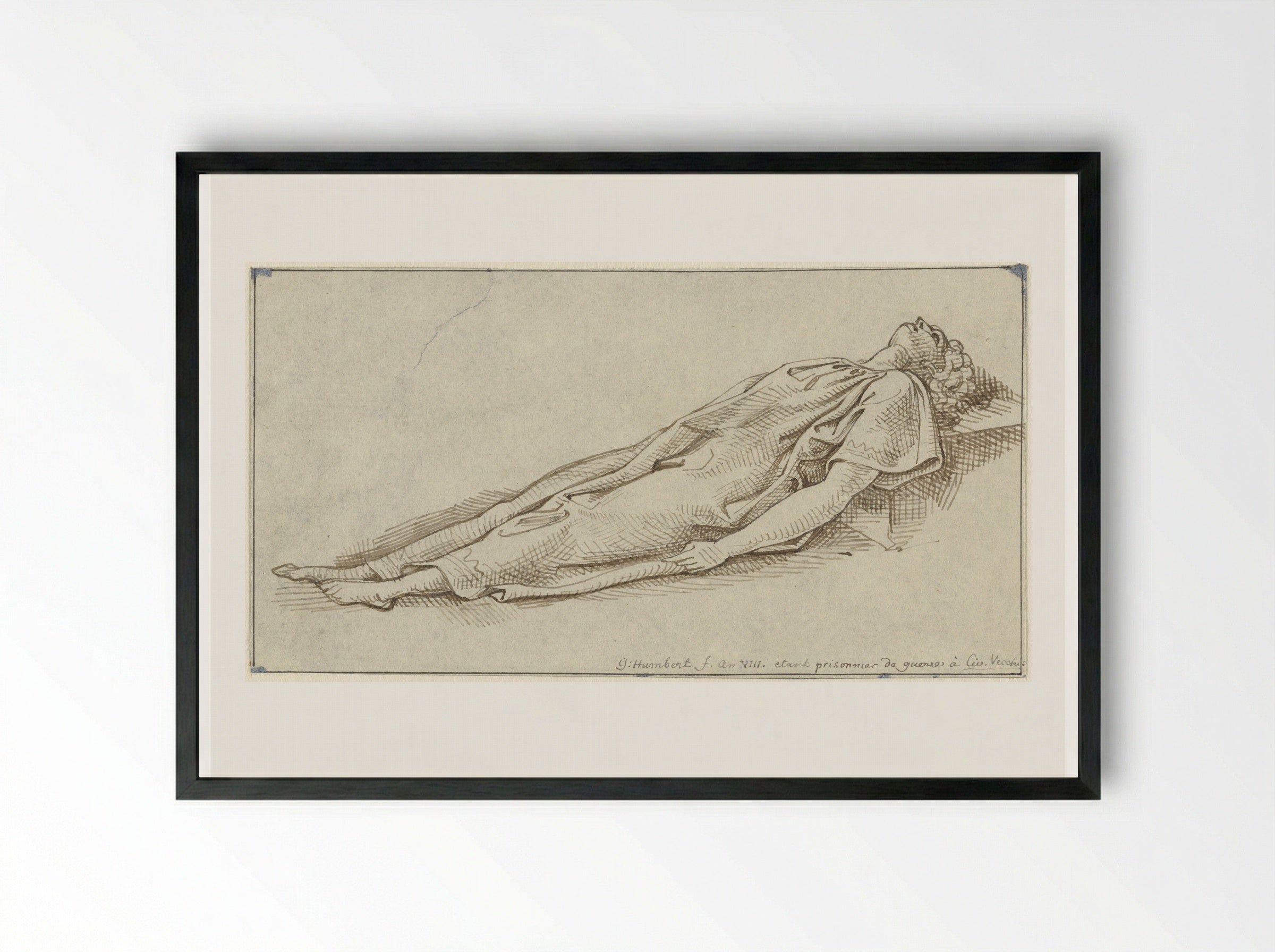 Liggende figuur - David Pièrre Giottino Humbert de Superville - Framed Print Black