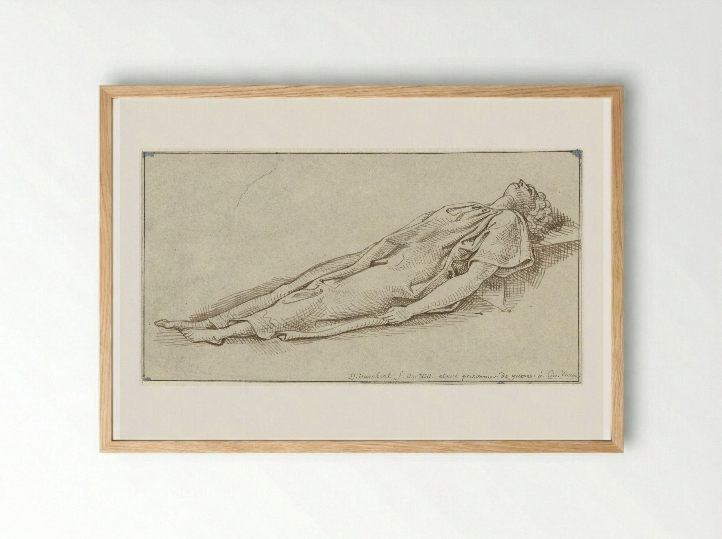 Liggende figuur - David Pièrre Giottino Humbert de Superville - Framed Print Wood