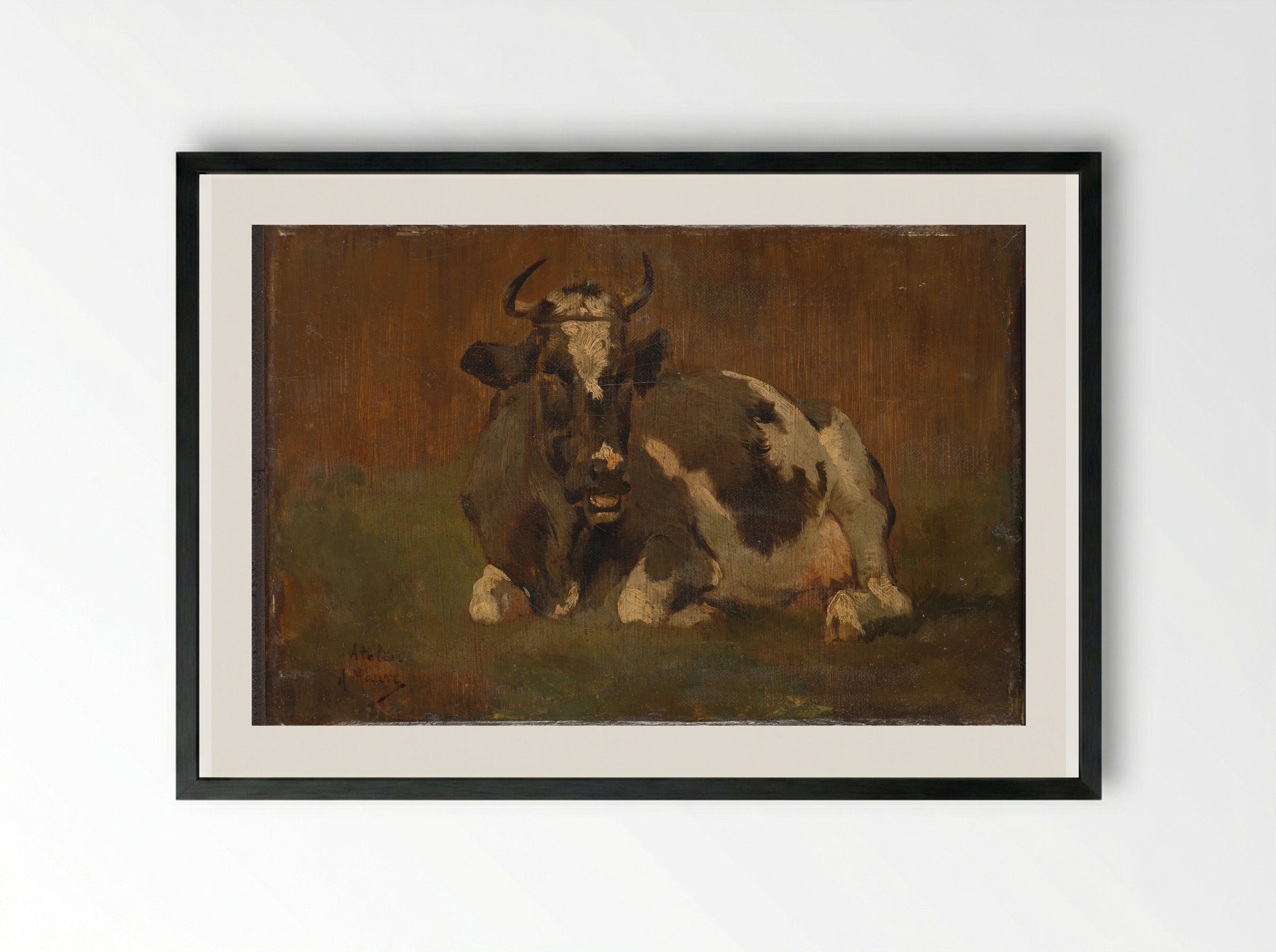 Liggende koe (Recumbent Cow) - Anton Mauve - Framed Print Black