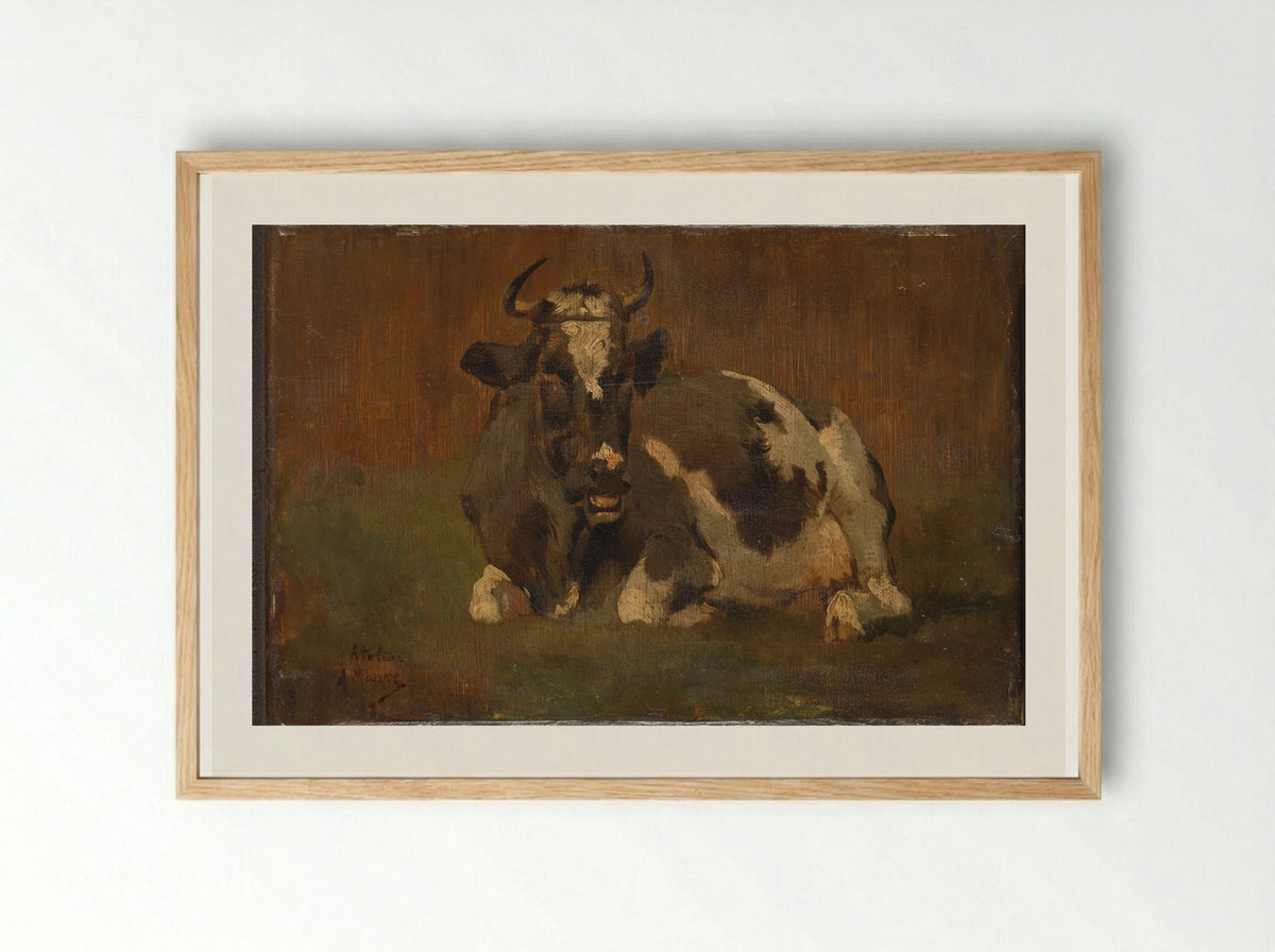 Liggende koe (Recumbent Cow) - Anton Mauve - Framed Print Wood