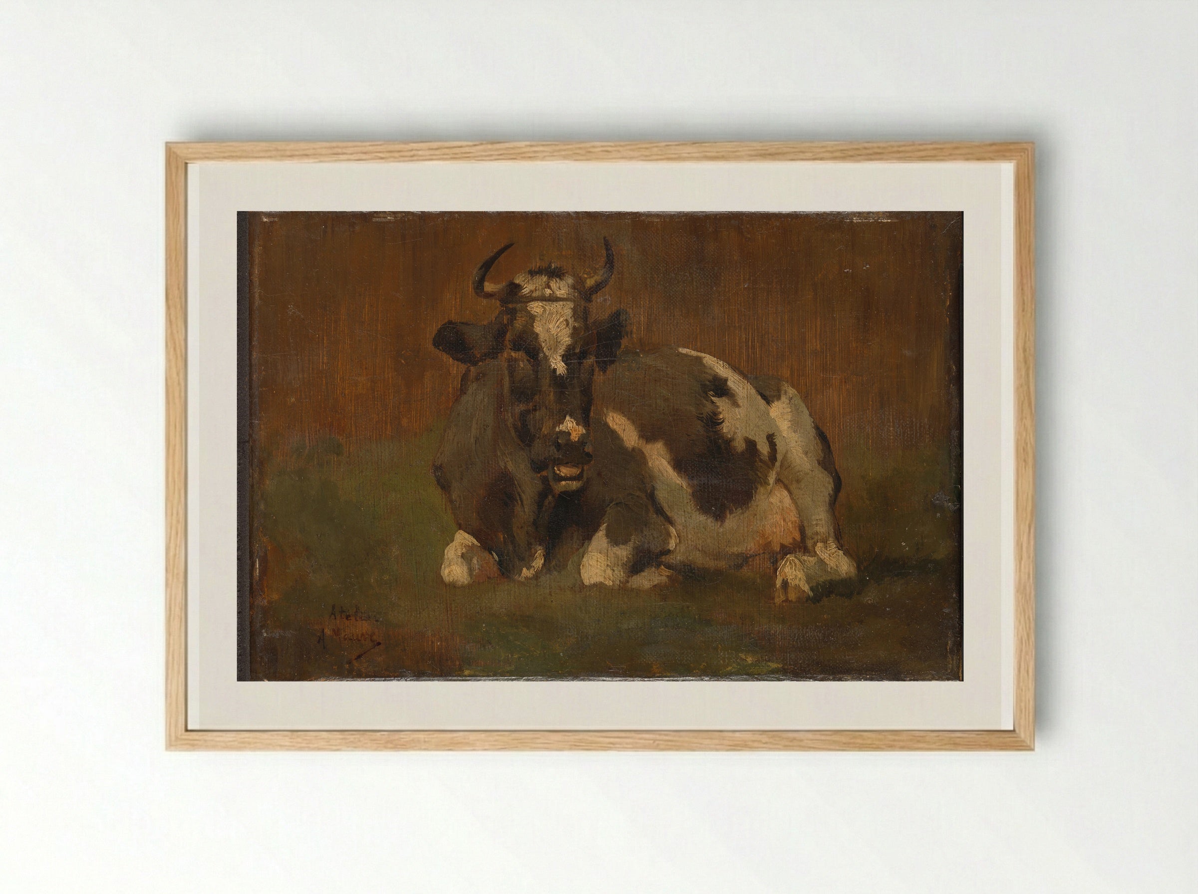 Liggende koe (Recumbent Cow) - Anton Mauve - Framed Print Wood