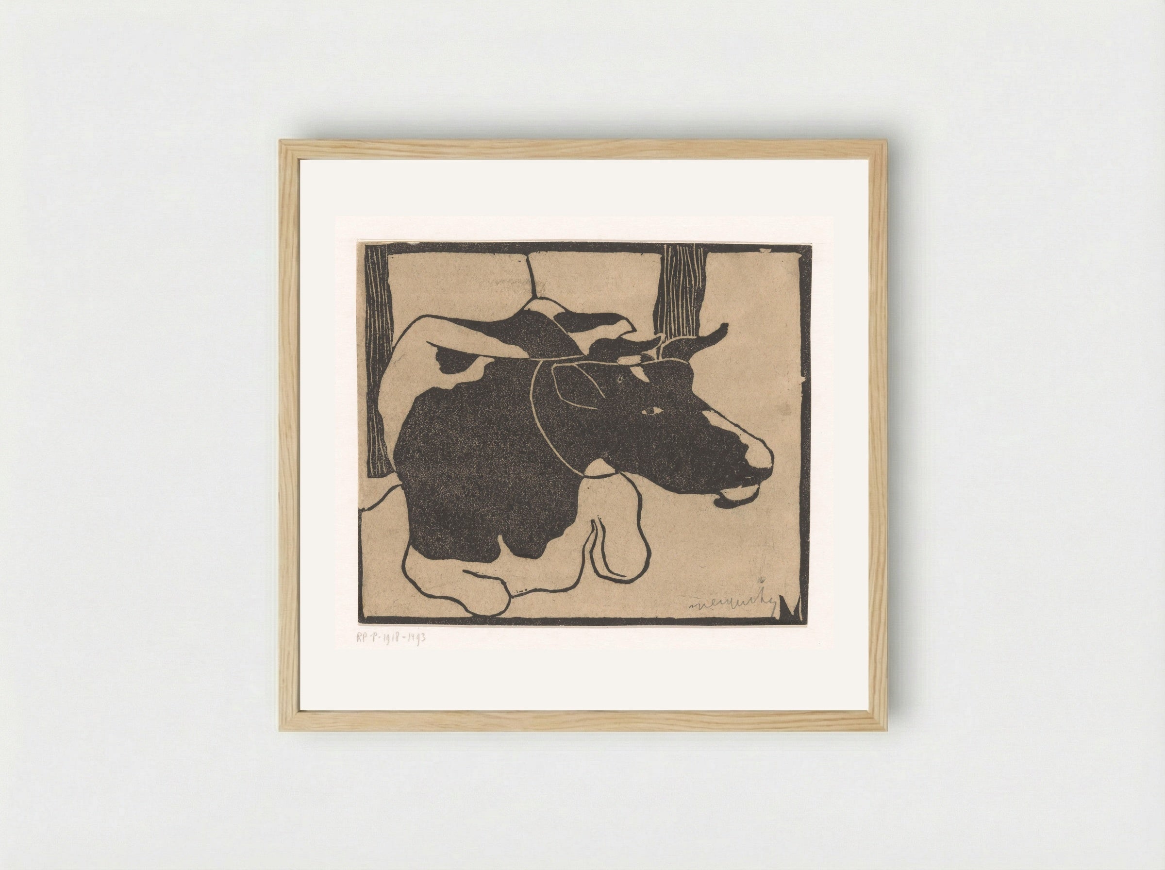 Liggende koe (Recumbent Cow) - Samuel Jessurun de Mesquita - Framed Print Wood