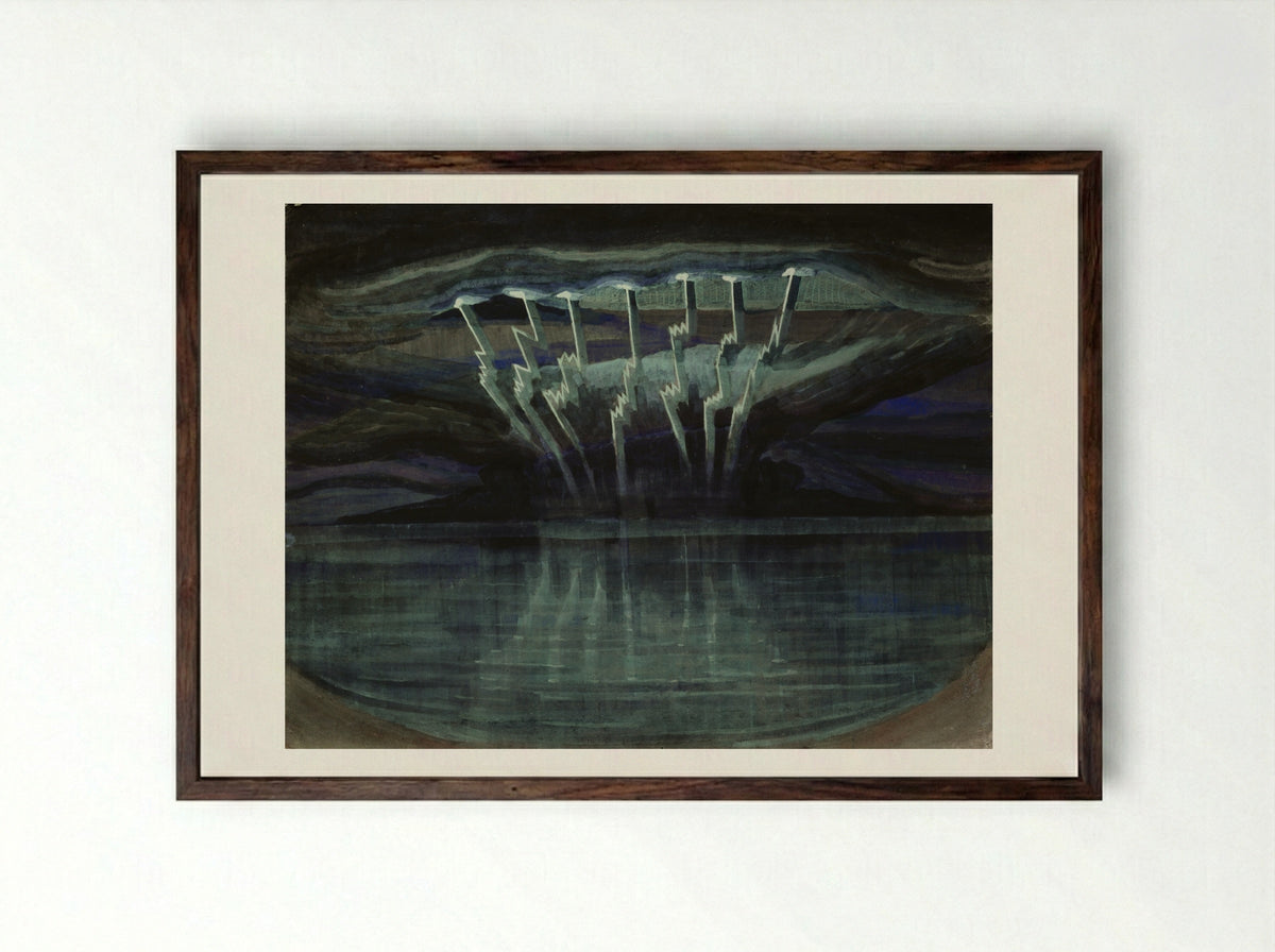 Lightning - Mikalojus Konstantinas Čiurlionis - Framed Print Dark Wood