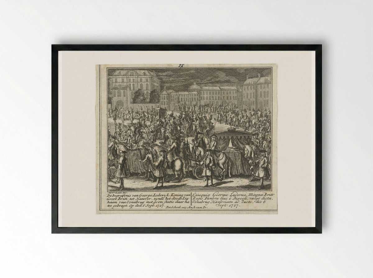 Lijkstatie van George I, koning van Engeland - Leonard Schenk - Framed Print Black
