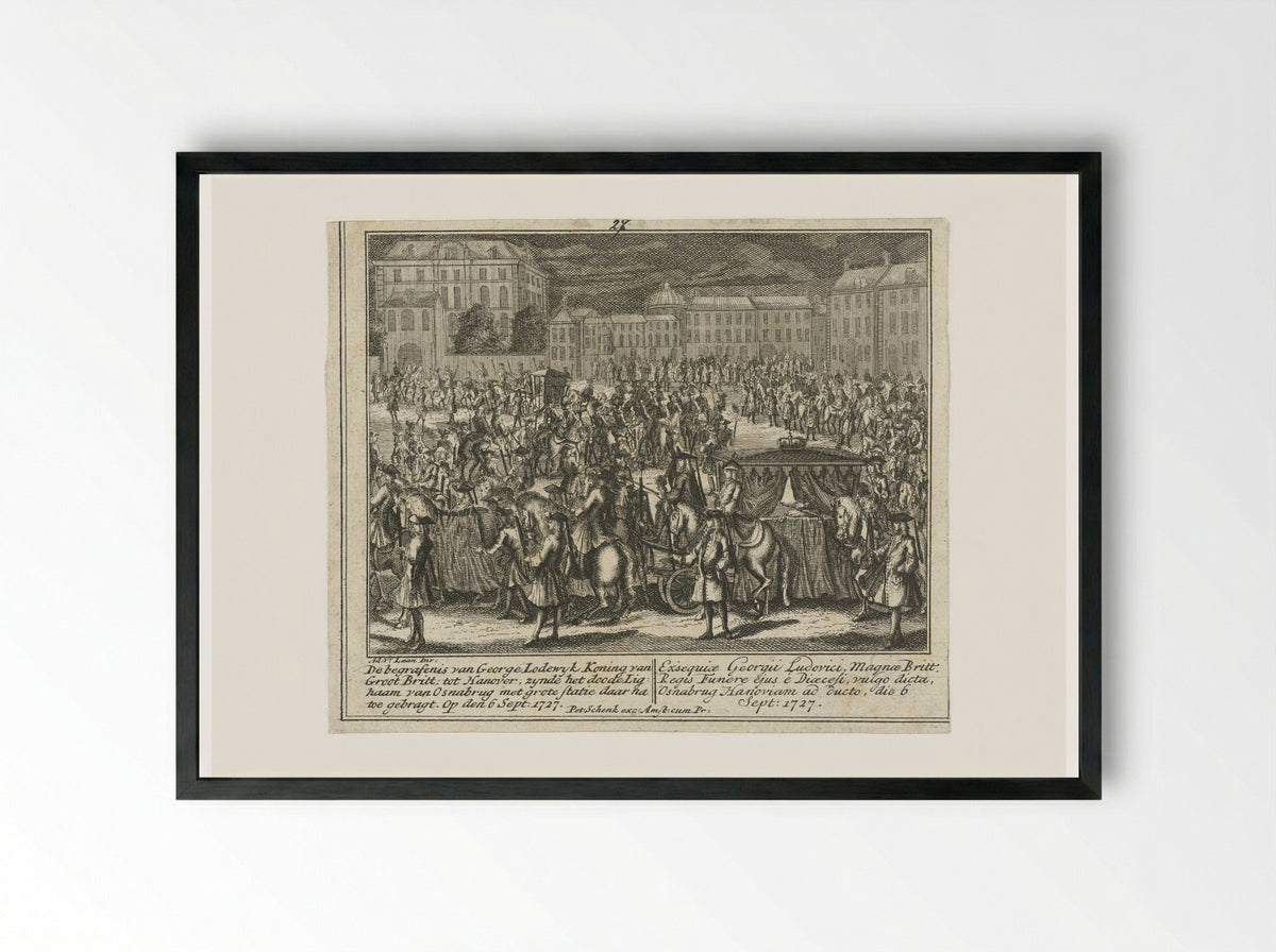Lijkstatie van George I, koning van Engeland - Leonard Schenk - Framed Print Black