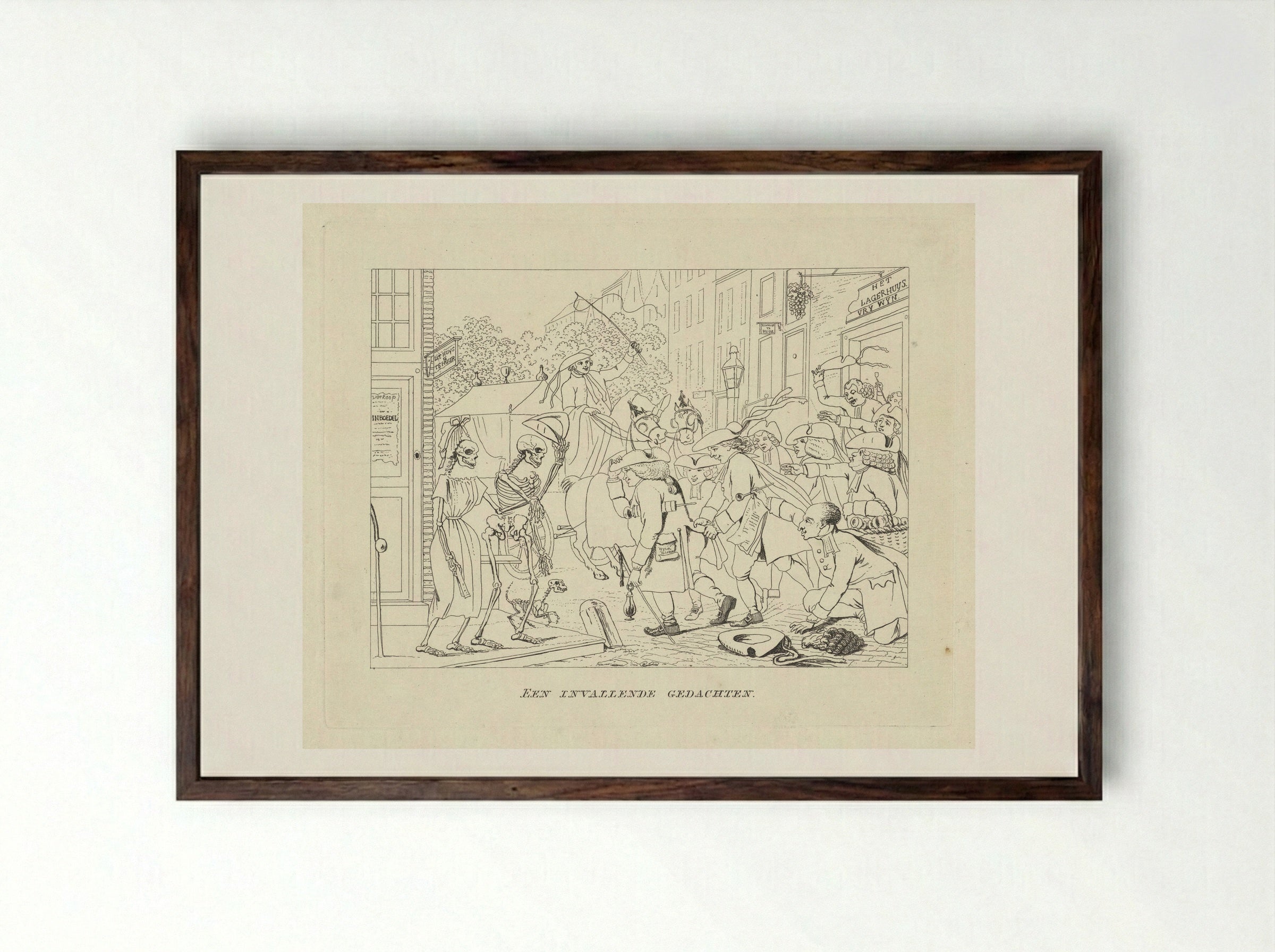 Lijkstoet groet de Dood - Jacob Ernst Marcus - Framed Print Dark Wood
