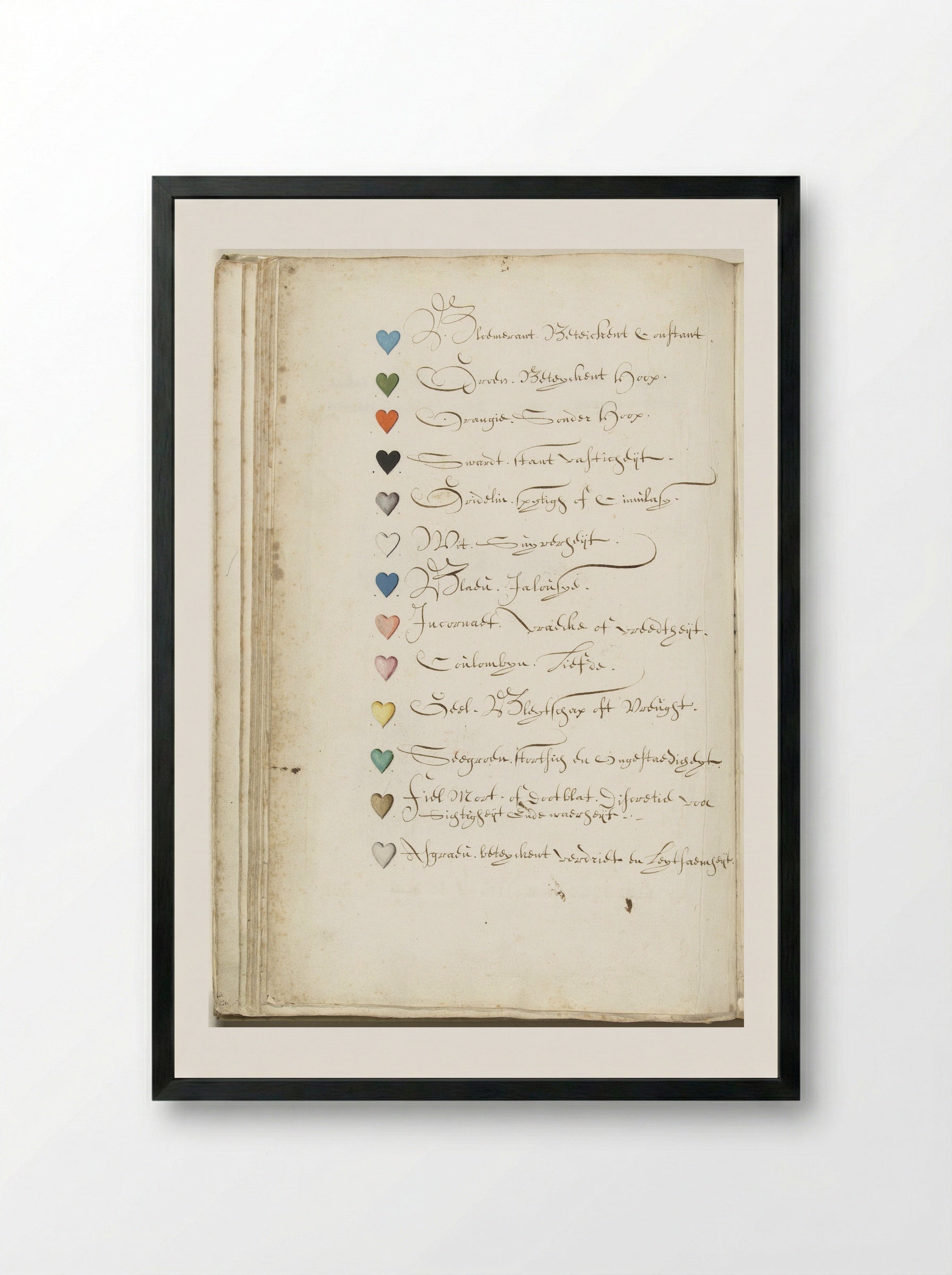 Lijst met kleursymbolen - Harmen ter Borch - Framed Print Black