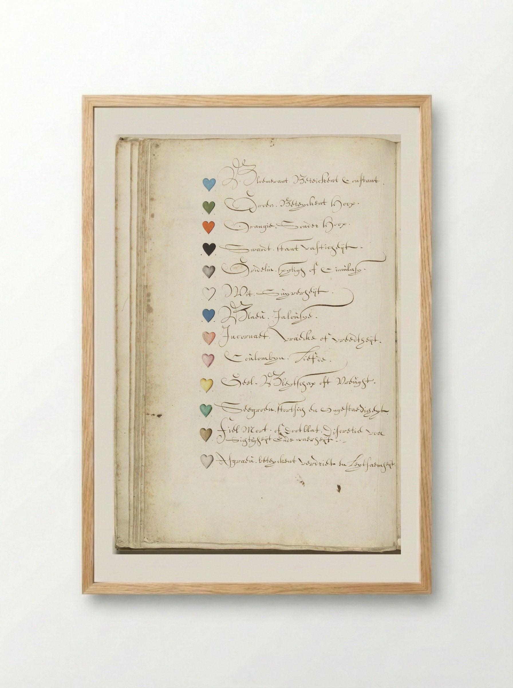 Lijst met kleursymbolen - Harmen ter Borch - Framed Print Wood